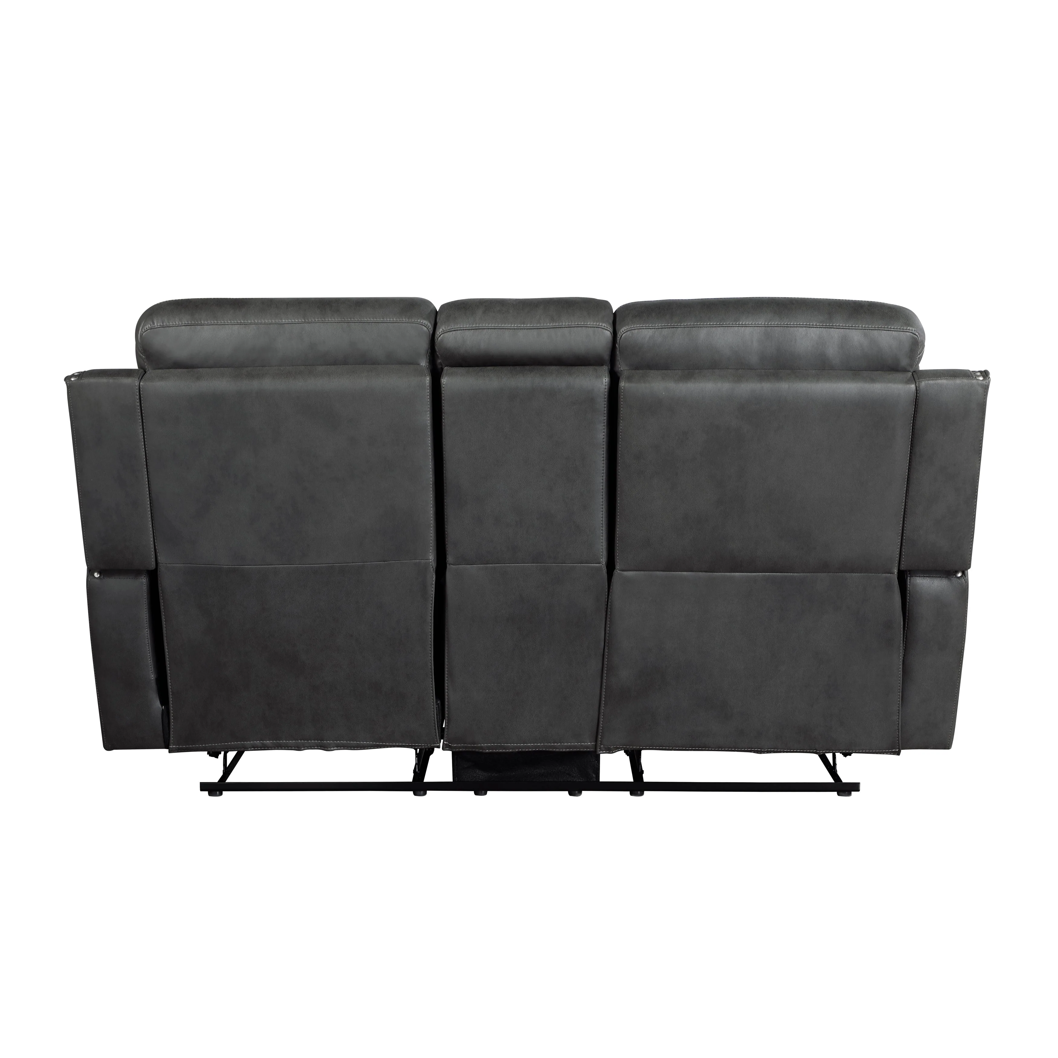 Kellen Smoky Gray Double Reclining Loveseat with Center Console - Image 3