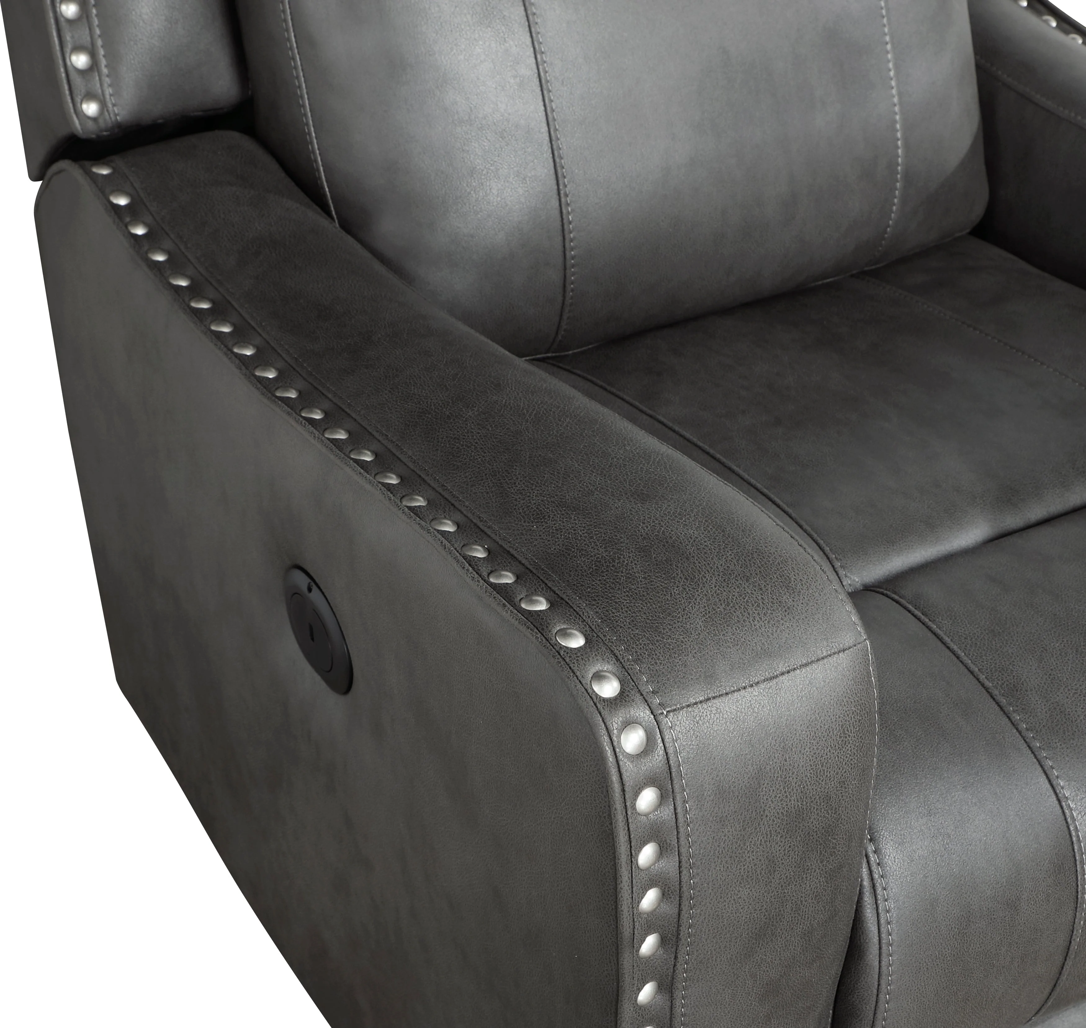 Kellen Smoky Gray Power Double Reclining Loveseat with Center Console - Image 6