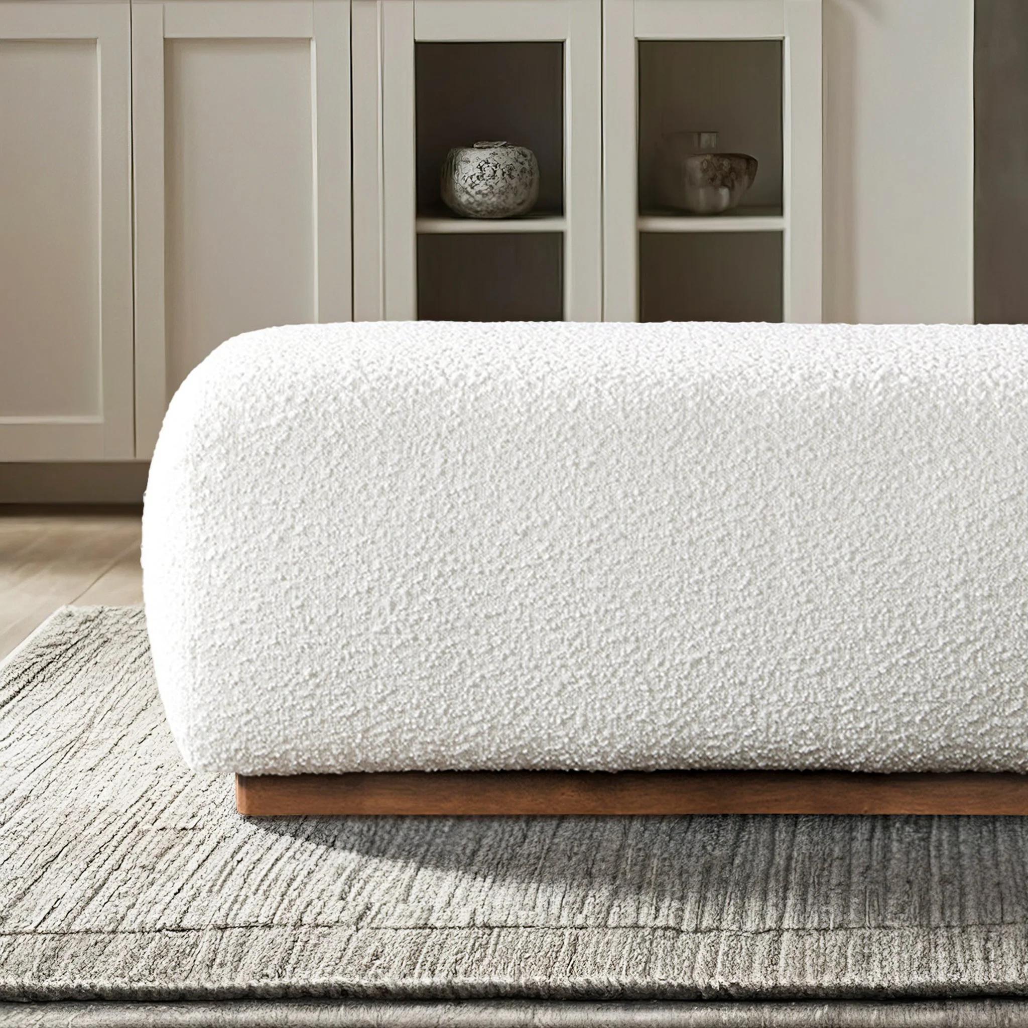 Kelvin Ivory Boucle Bench - Image 3