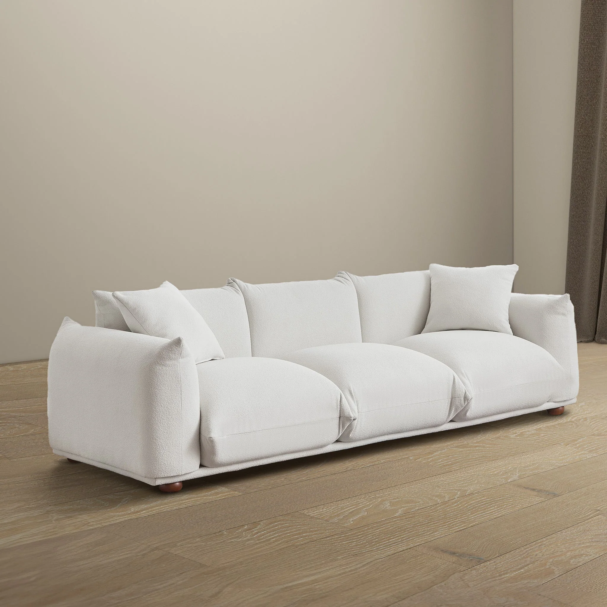 Kely  100'' Cream Boucle Upholstered Sofa - Image 6