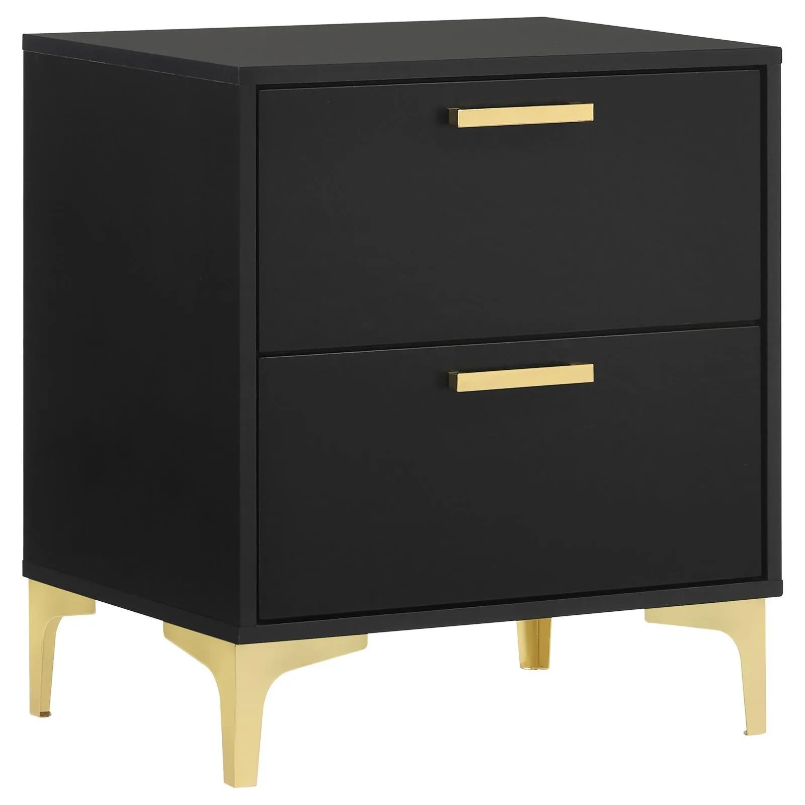 Kendall Black and Gold 2-Drawer Nightstand - Image 3