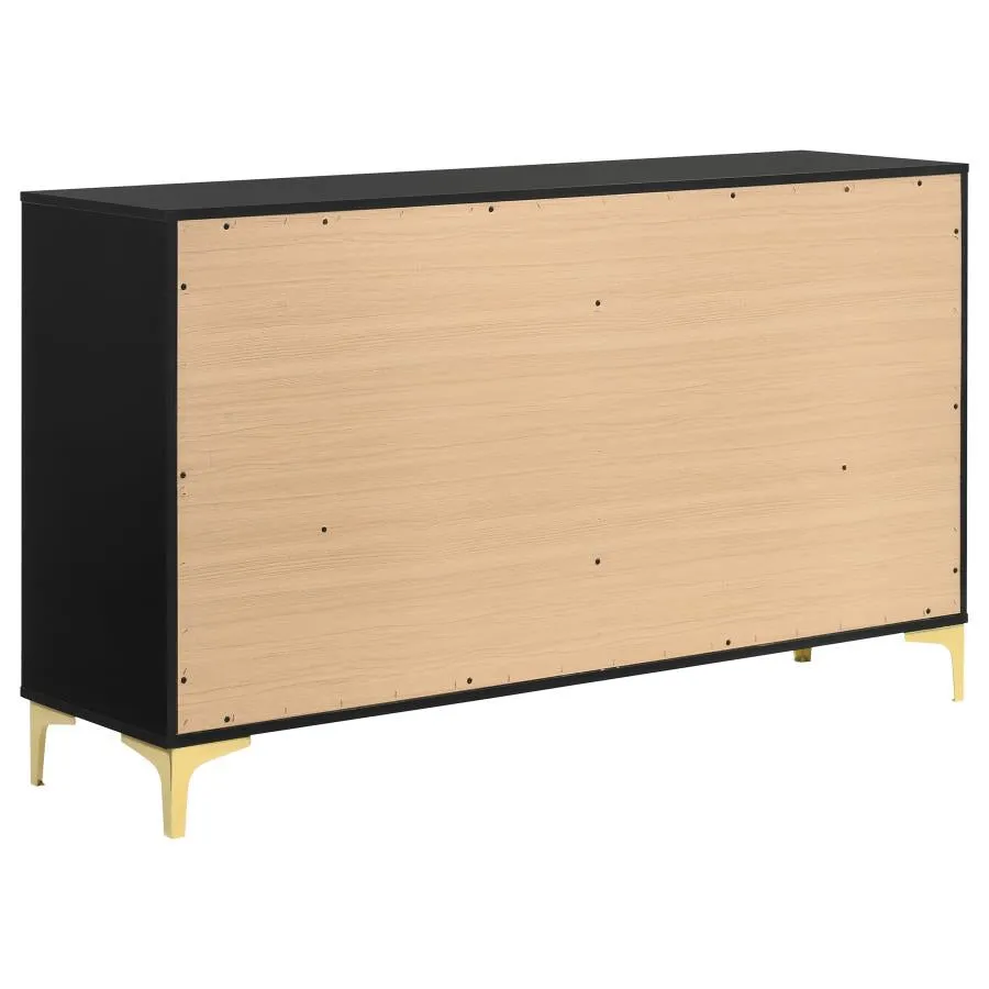 Kendall Black and Gold Upholstered Panel Bedroom Set - Image 9