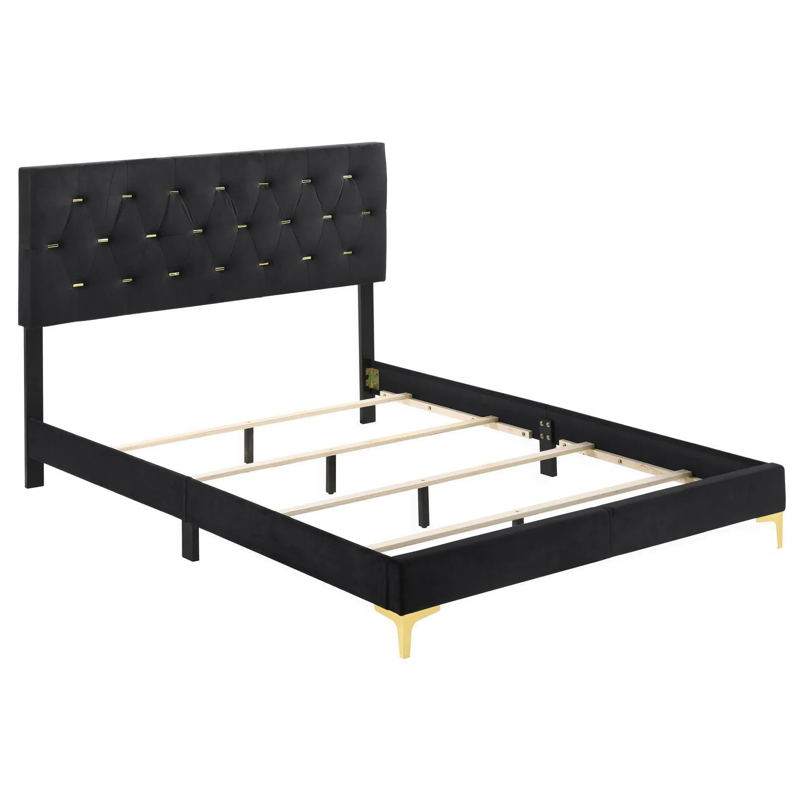 Kendall Black/Gold Tufted Panel Eastern King Bed - Image 4