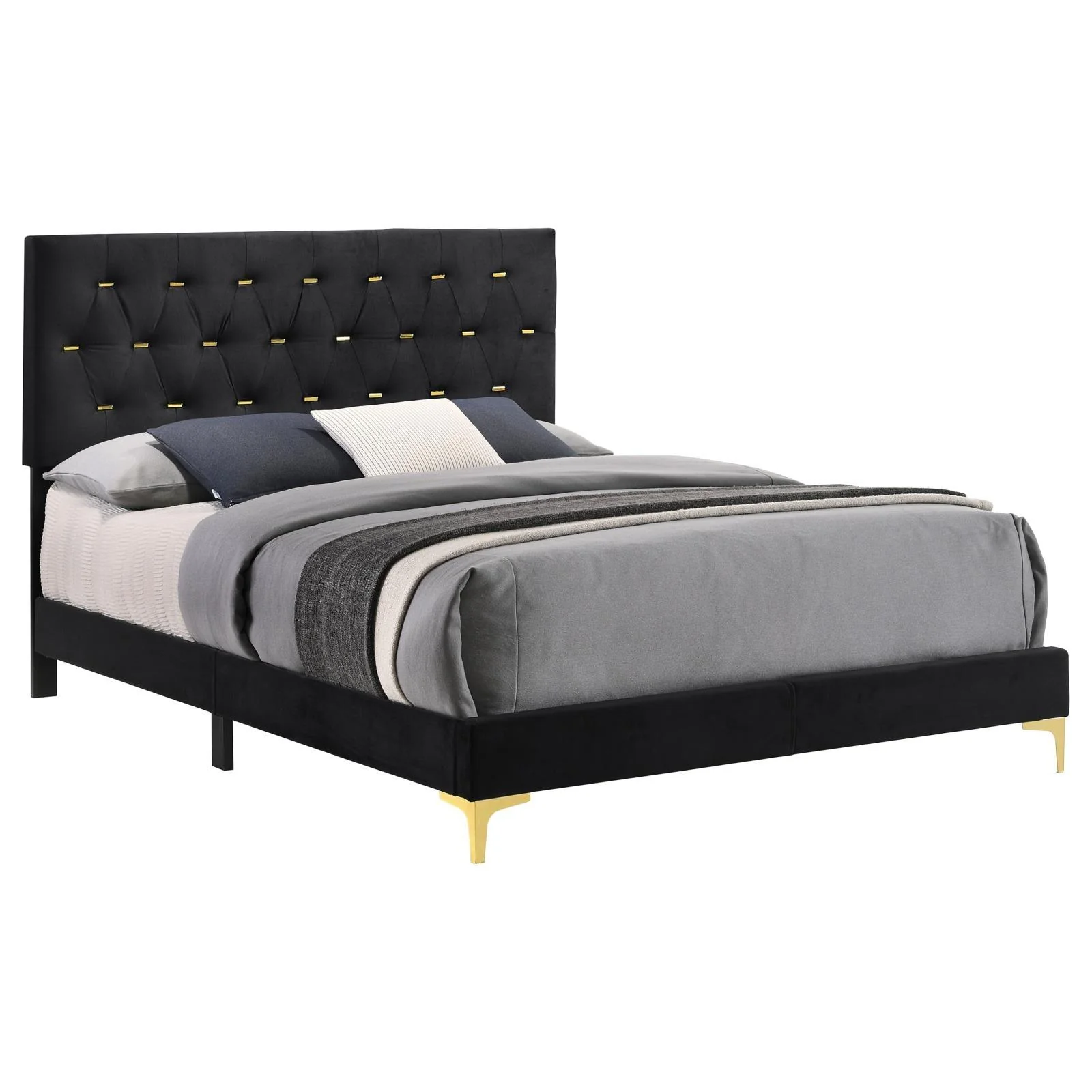 Kendall Tufted Panel California King Bed Black/Gold - Image 2