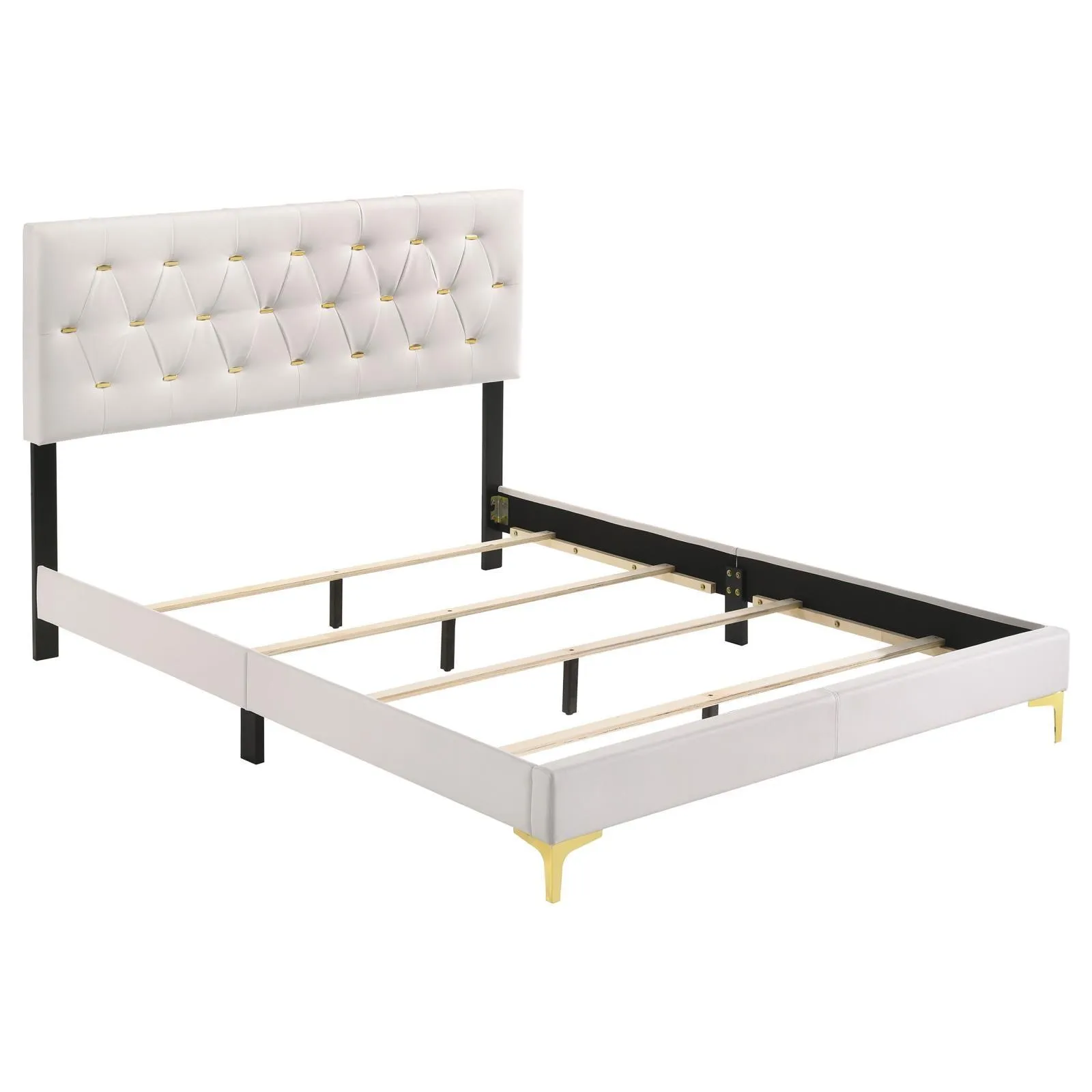 Kendall White Tufted Upholstered Panel Queen Bed - Image 4