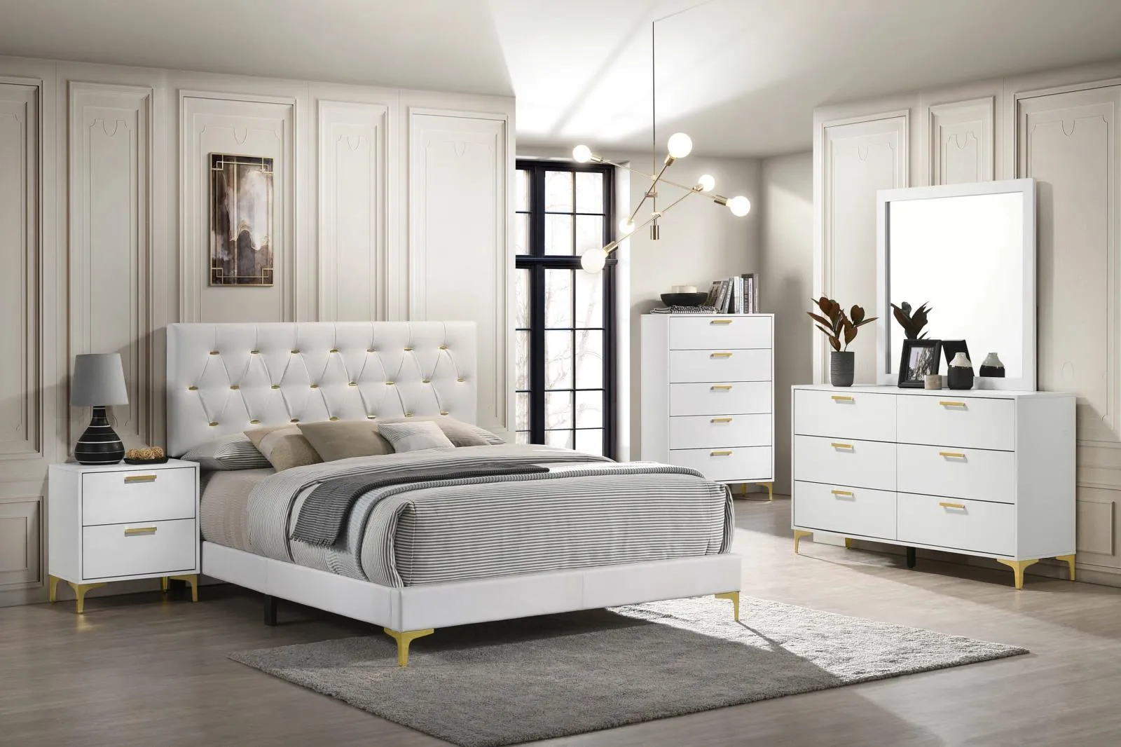 Kendall White Tufted Upholstered Panel Queen Bed - Image 8