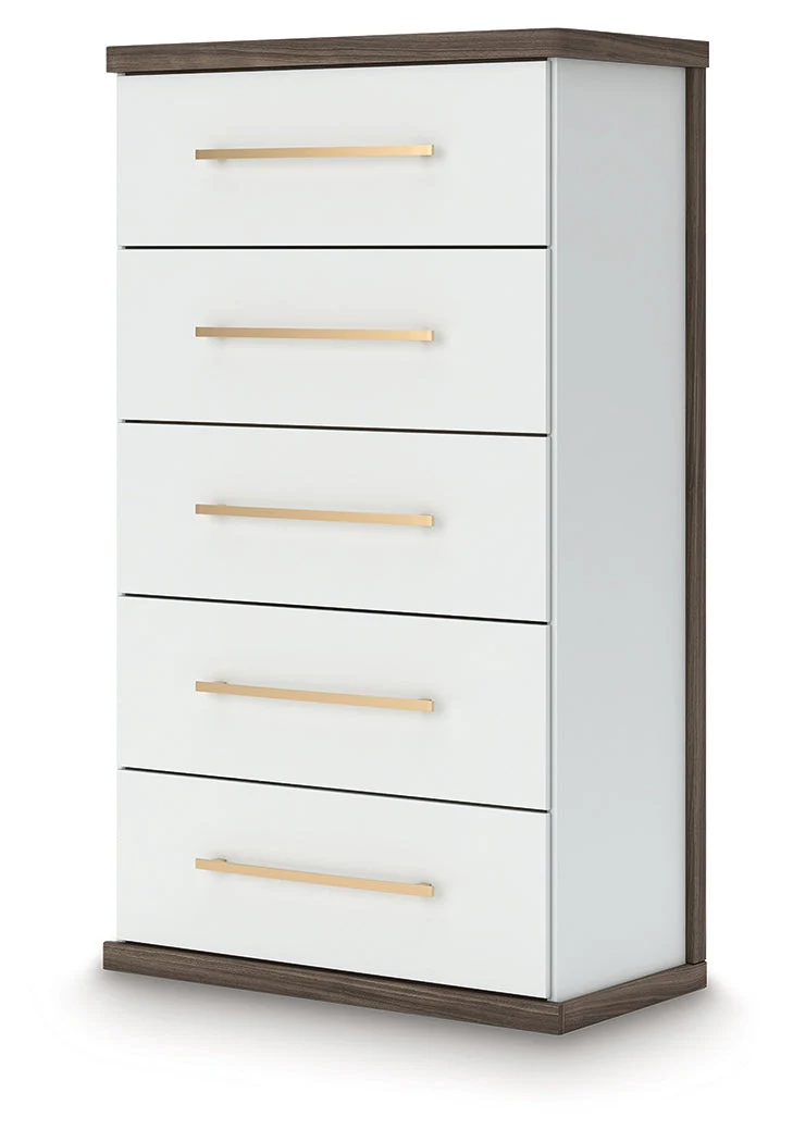 Kendanport Brown/White Chest of Drawers - Image 3