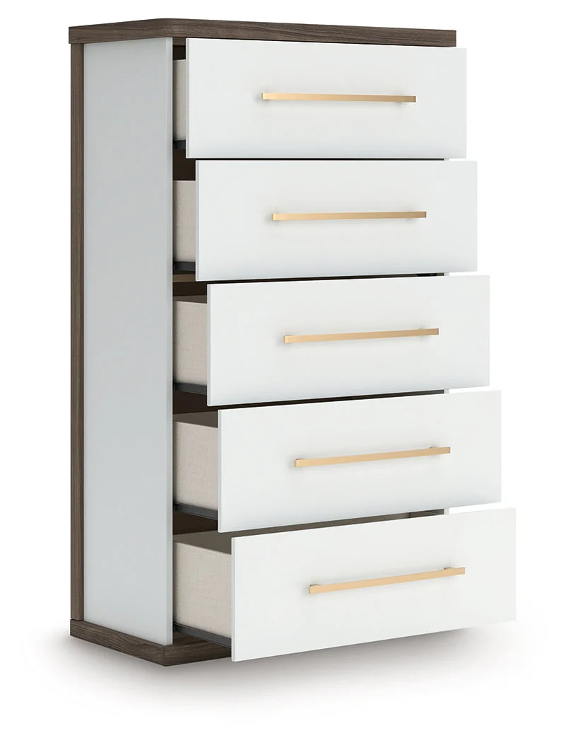 Kendanport Brown/White Chest of Drawers - Image 4