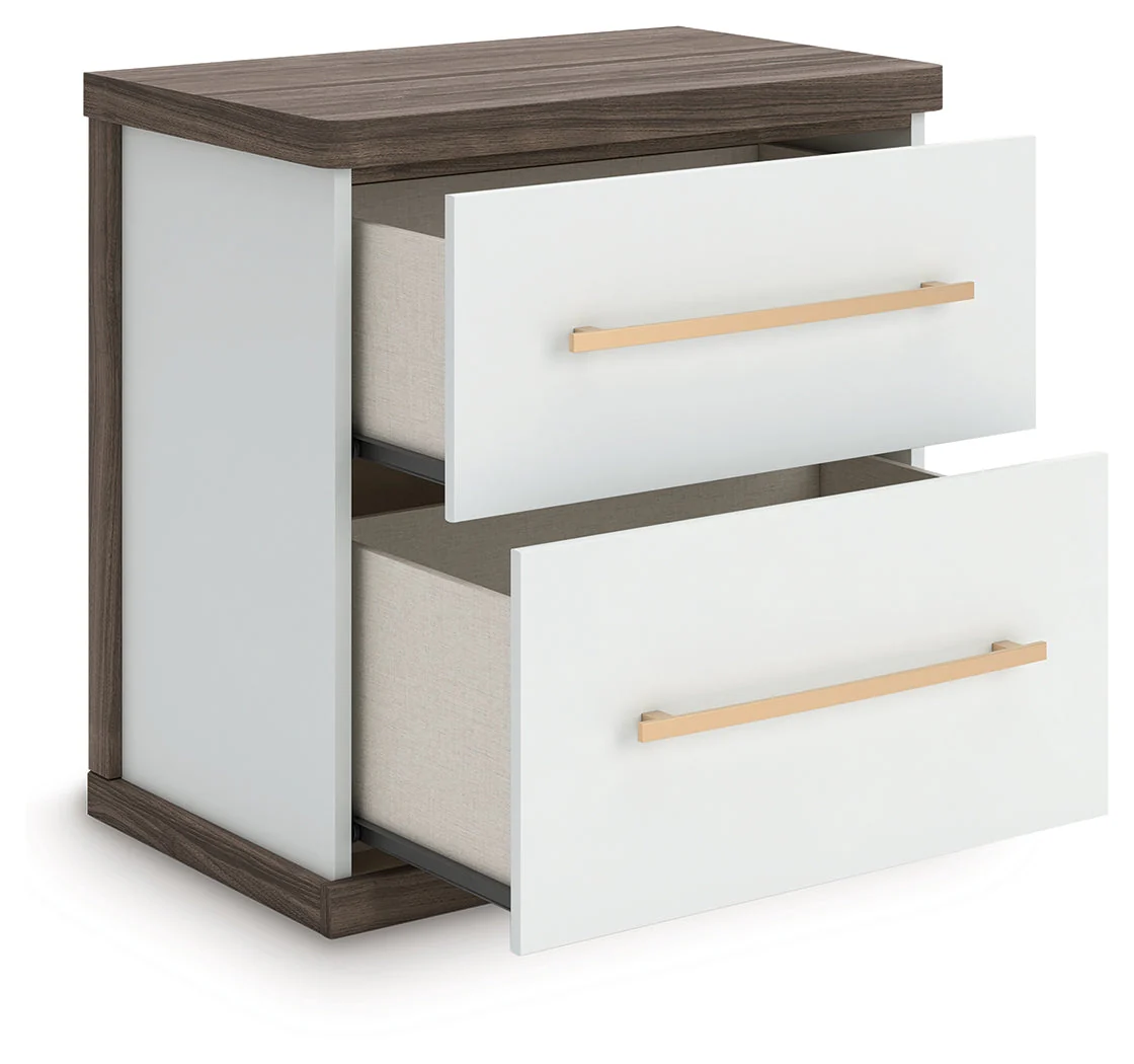 Kendanport White/Brown King Upholstered Bed, Dresser and Nightstand - Image 21