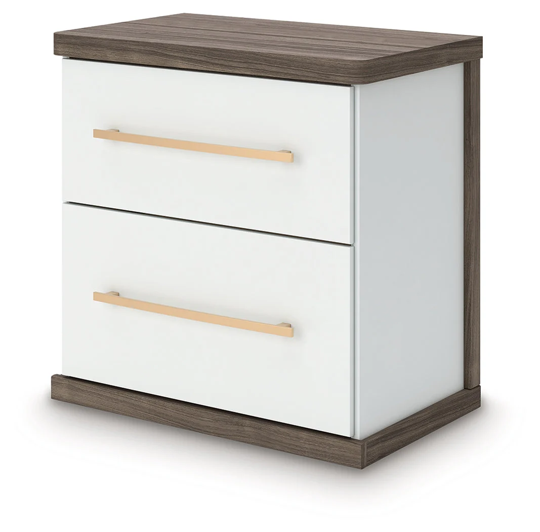 Kendanport White/Brown King Upholstered Bed, Dresser and Nightstand - Image 25