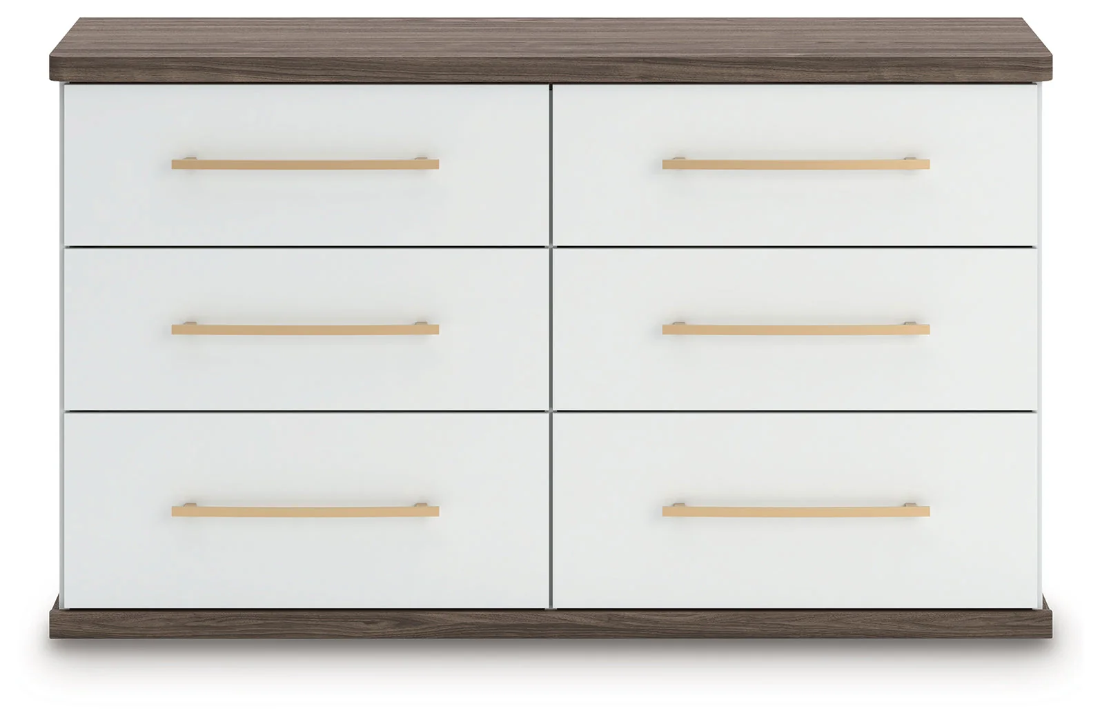 Kendanport White/Brown King Upholstered Bed, Dresser and Nightstand - Image 3