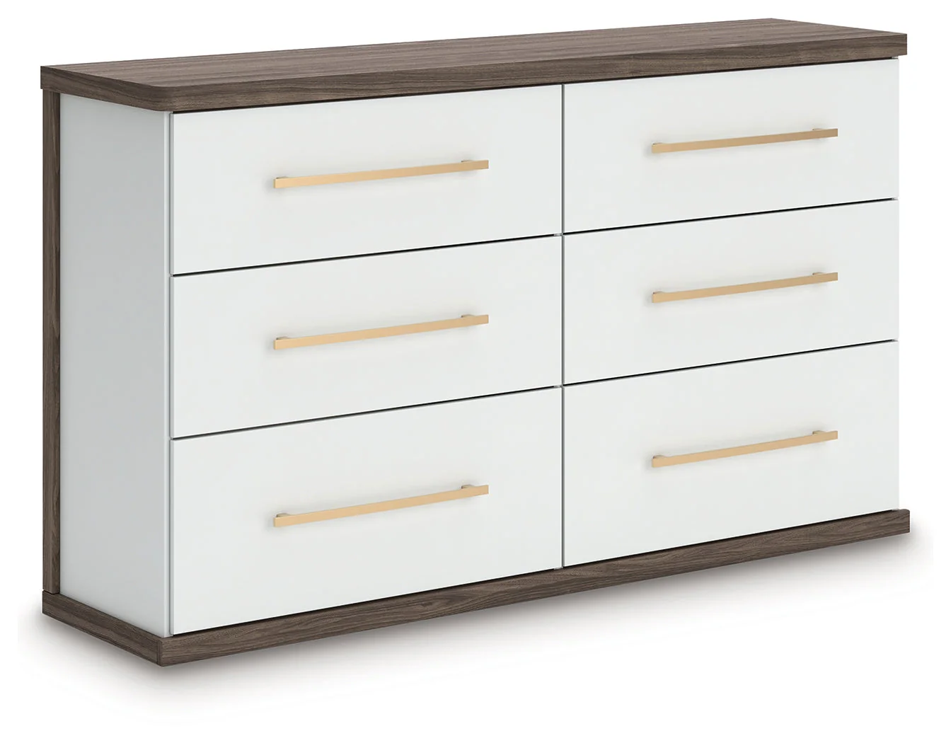 Kendanport White/Brown King Upholstered Bed, Dresser and Nightstand - Image 4