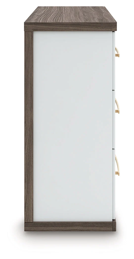 Kendanport White/Brown King Upholstered Bed, Dresser and Nightstand - Image 8