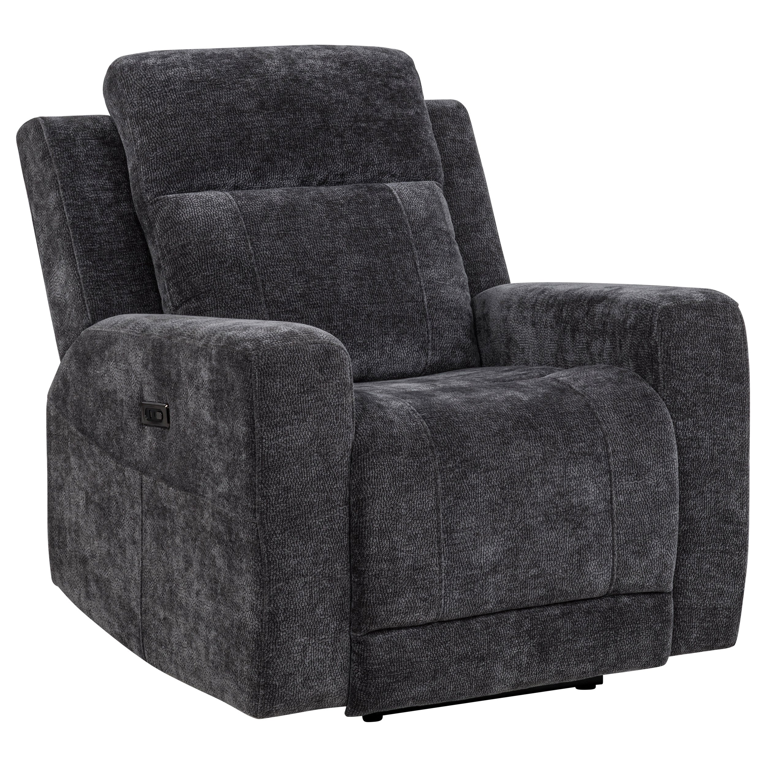 Kennett Dark Grey Chenille Upholstered Power Recliner Chair - Image 4
