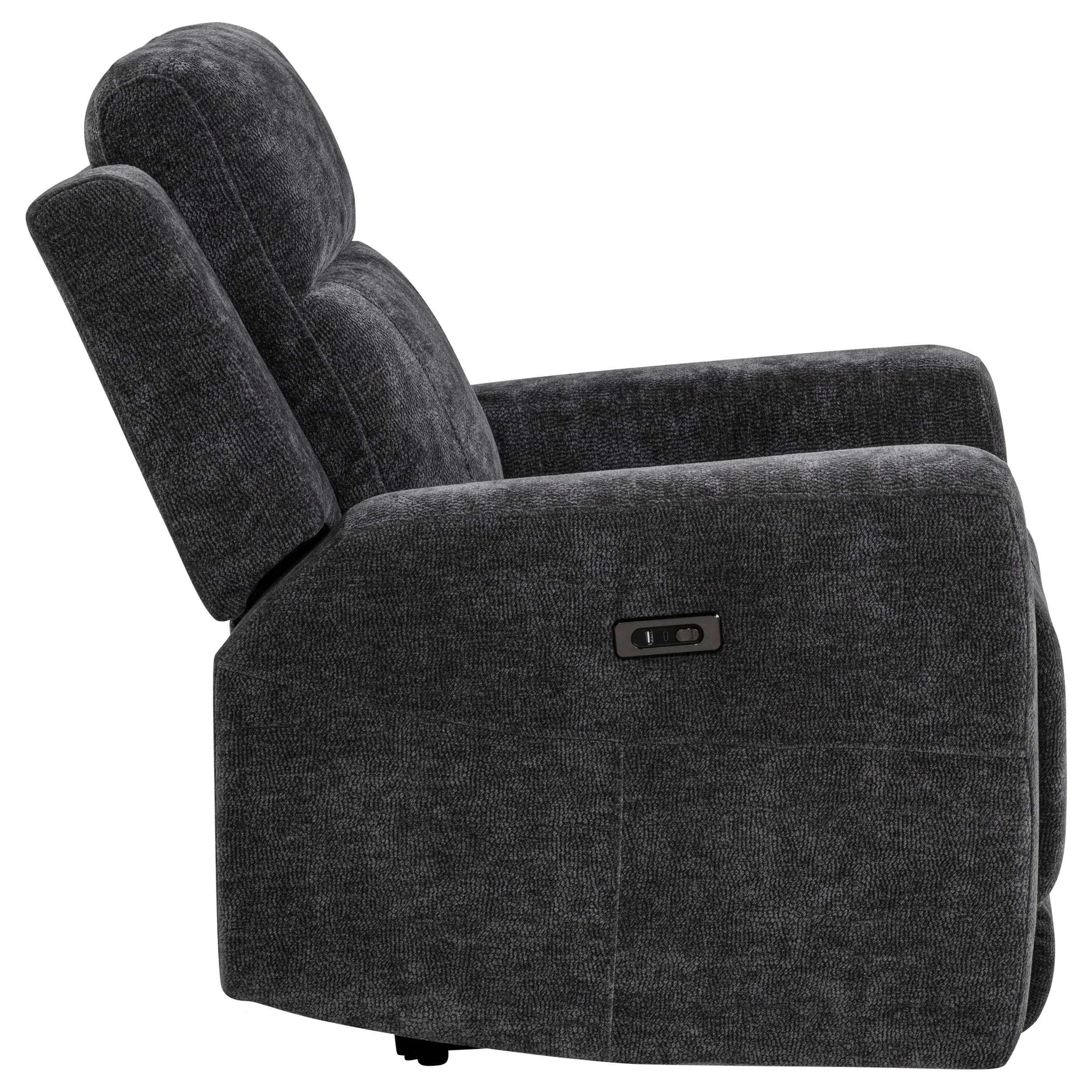 Kennett Dark Grey Chenille Upholstered Power Recliner Chair - Image 7
