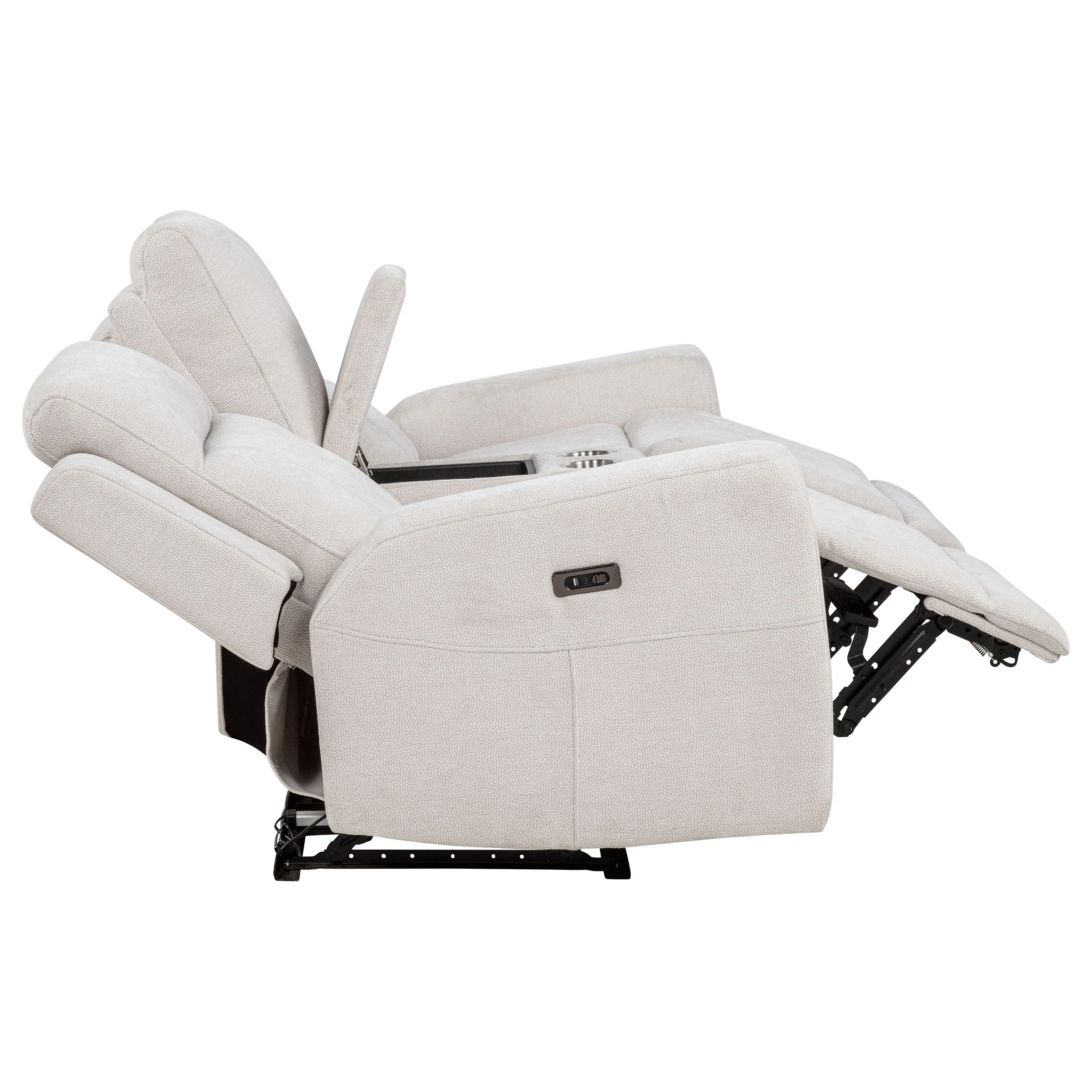 Kennett Ivory Chenille Upholstered Power Reclining Loveseat - Image 8