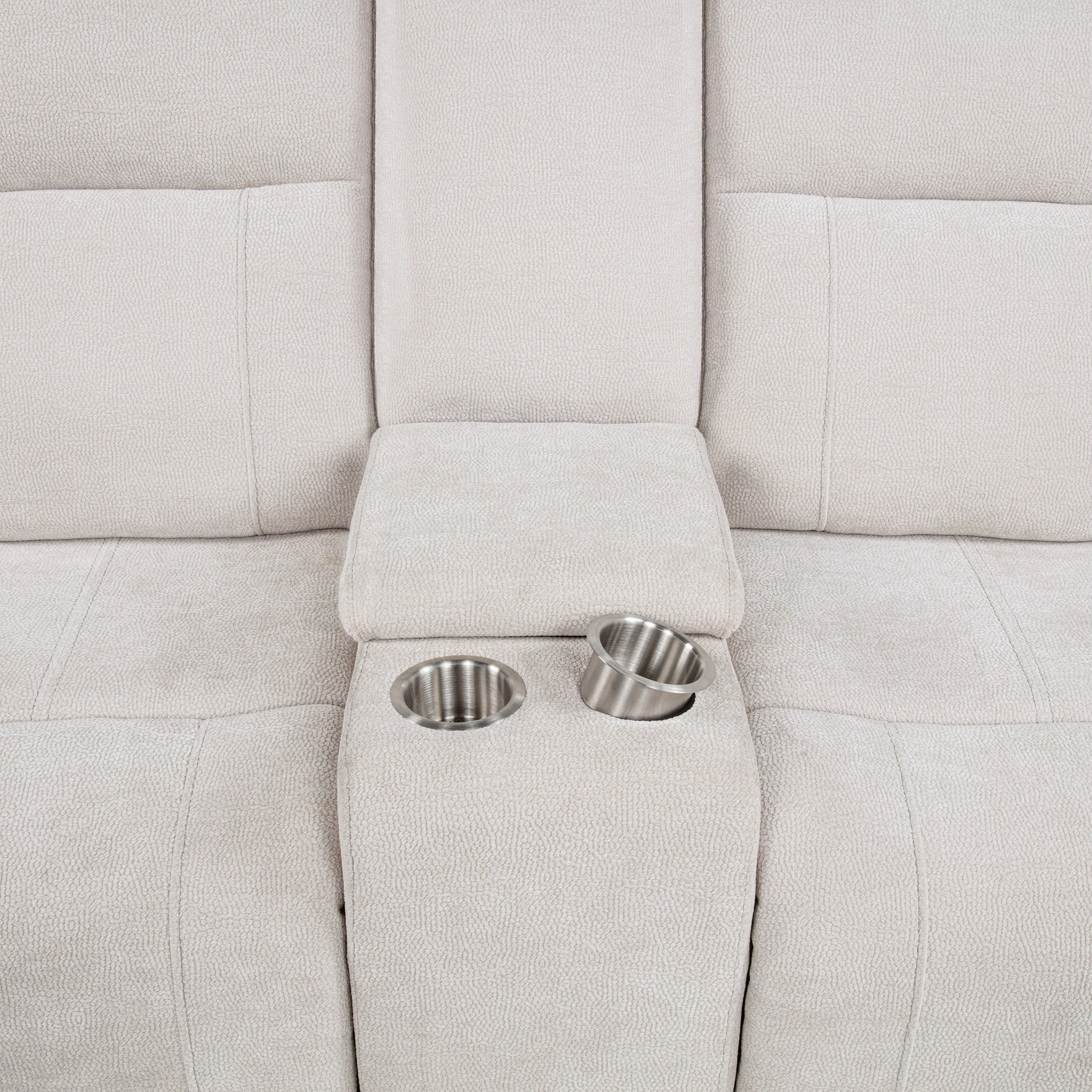 Kennett Ivory Chenille Upholstered Power Reclining Loveseat - Image 9