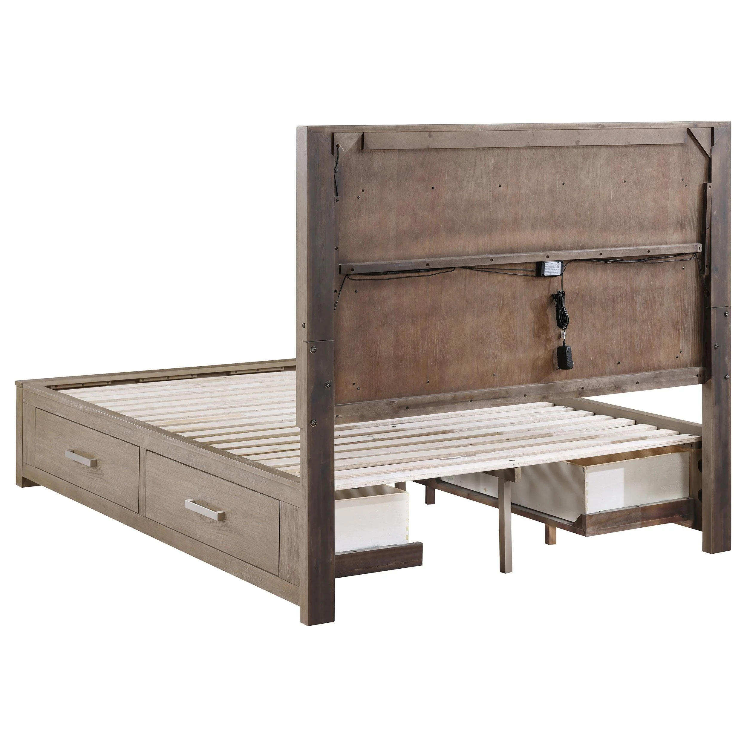 Kenora 56-inch California King LED Storage Bed Barley Brown - Image 8
