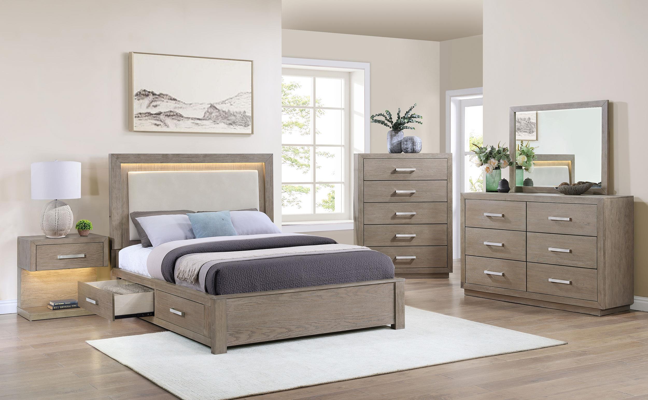 Kenora Barley Brown 56-inch Eastern King LED Storage Bed - Image 11