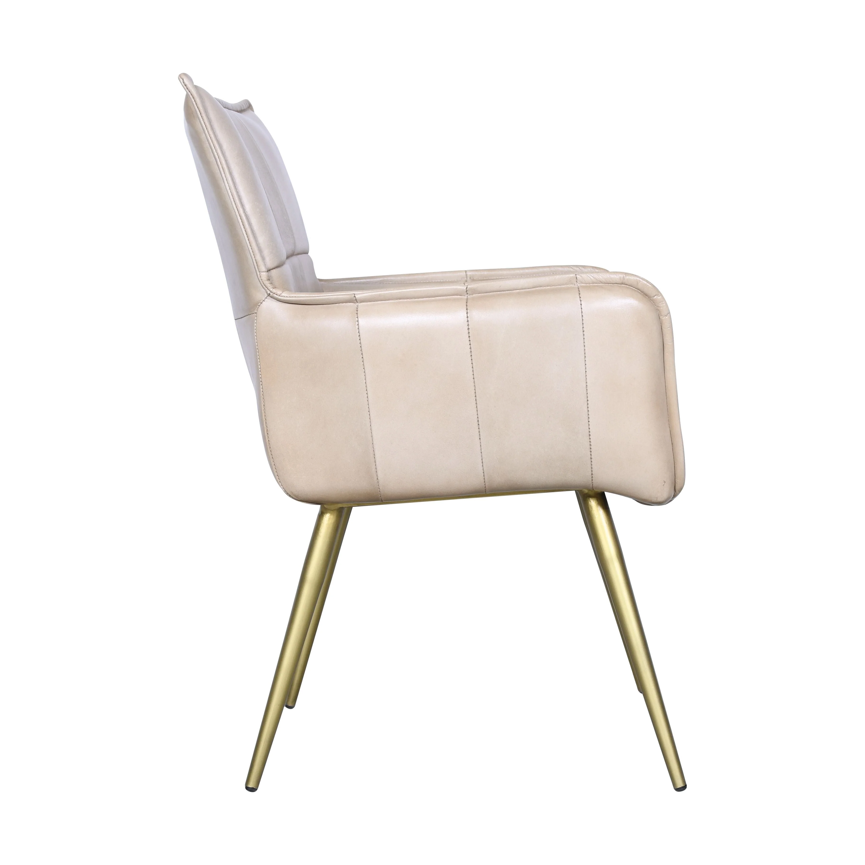Kent Surrey 23" Armchair in Antique Ivory Leather and Gold Legs - Image 3