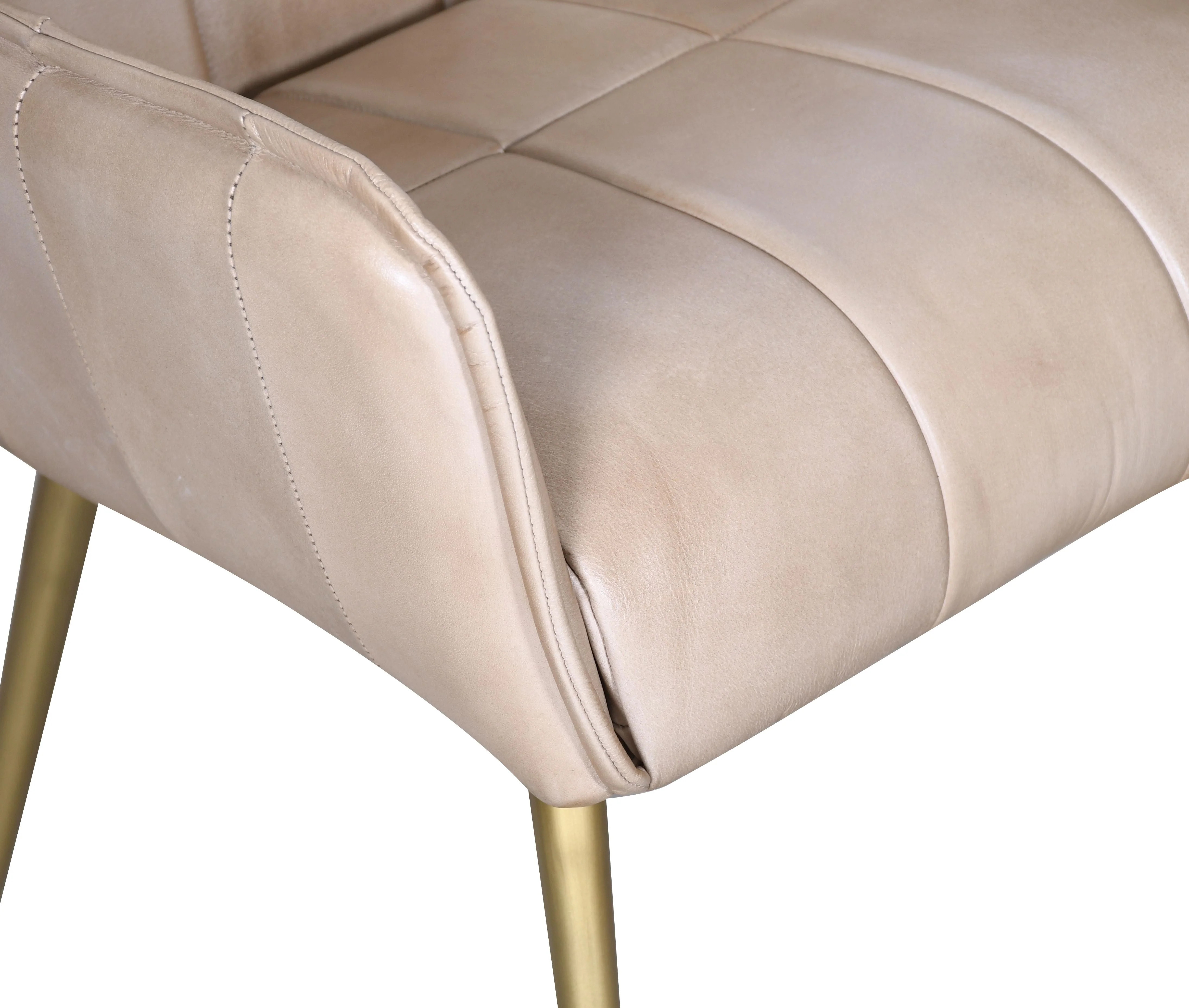 Kent Surrey 23" Armchair in Antique Ivory Leather and Gold Legs - Image 5