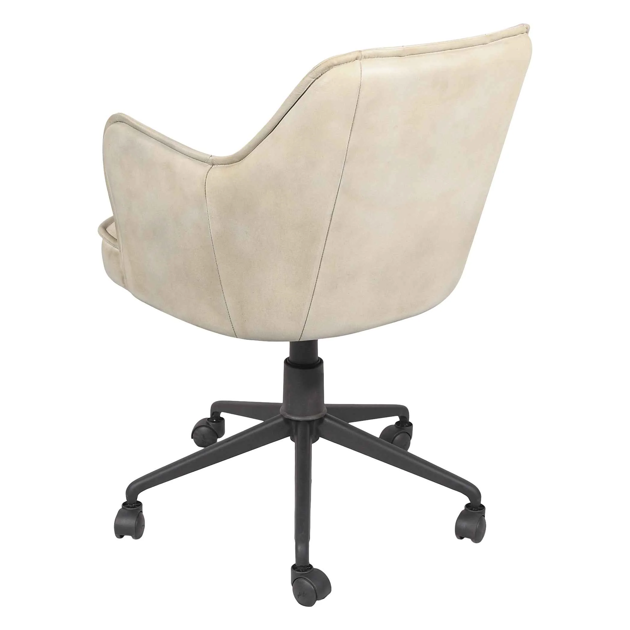 Kent Swivel Desk Chair in Antique Ivory Leather - Image 2