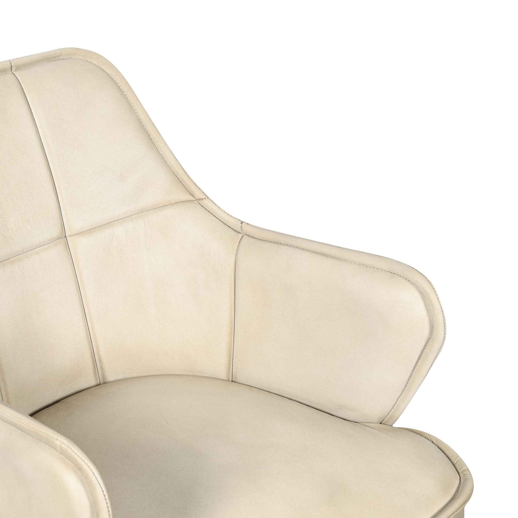 Kent Swivel Desk Chair in Antique Ivory Leather - Image 3