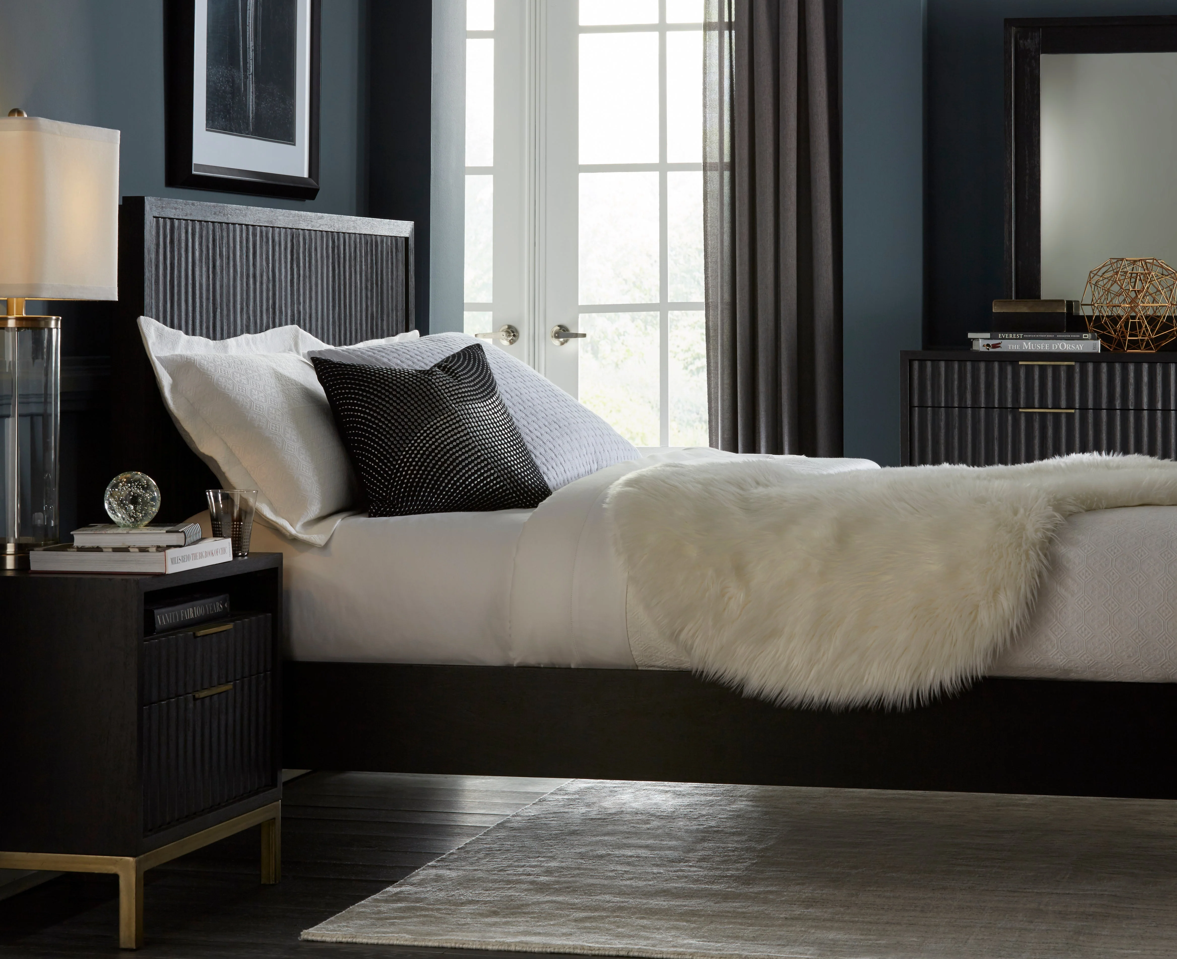 Kentfield Solid Wood Eastern King Platform Bed in Black Drifted Oak - Image 3