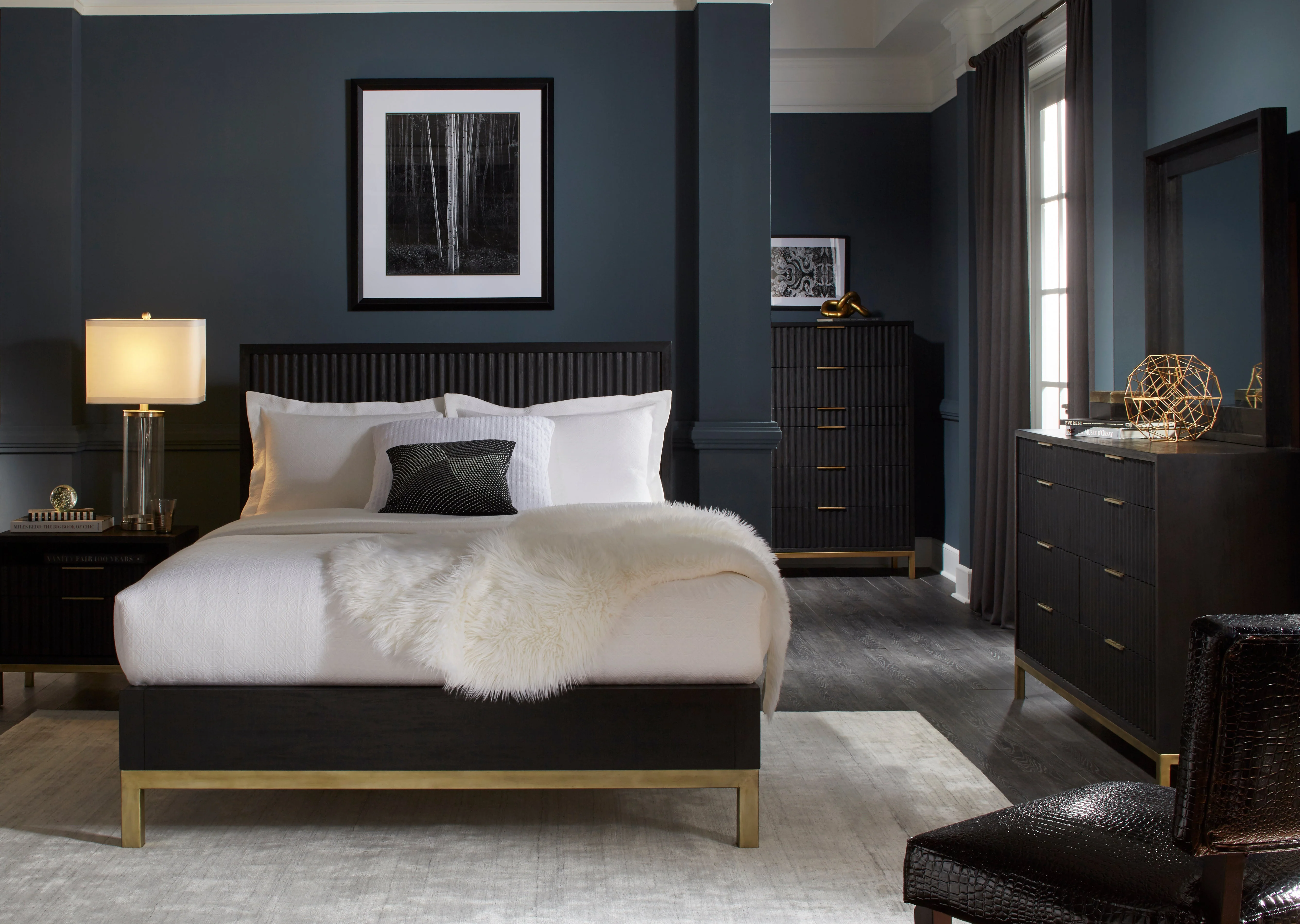 Kentifield Solid Wood Eight Drawer Dresser in Black Drifted Oak - Image 4