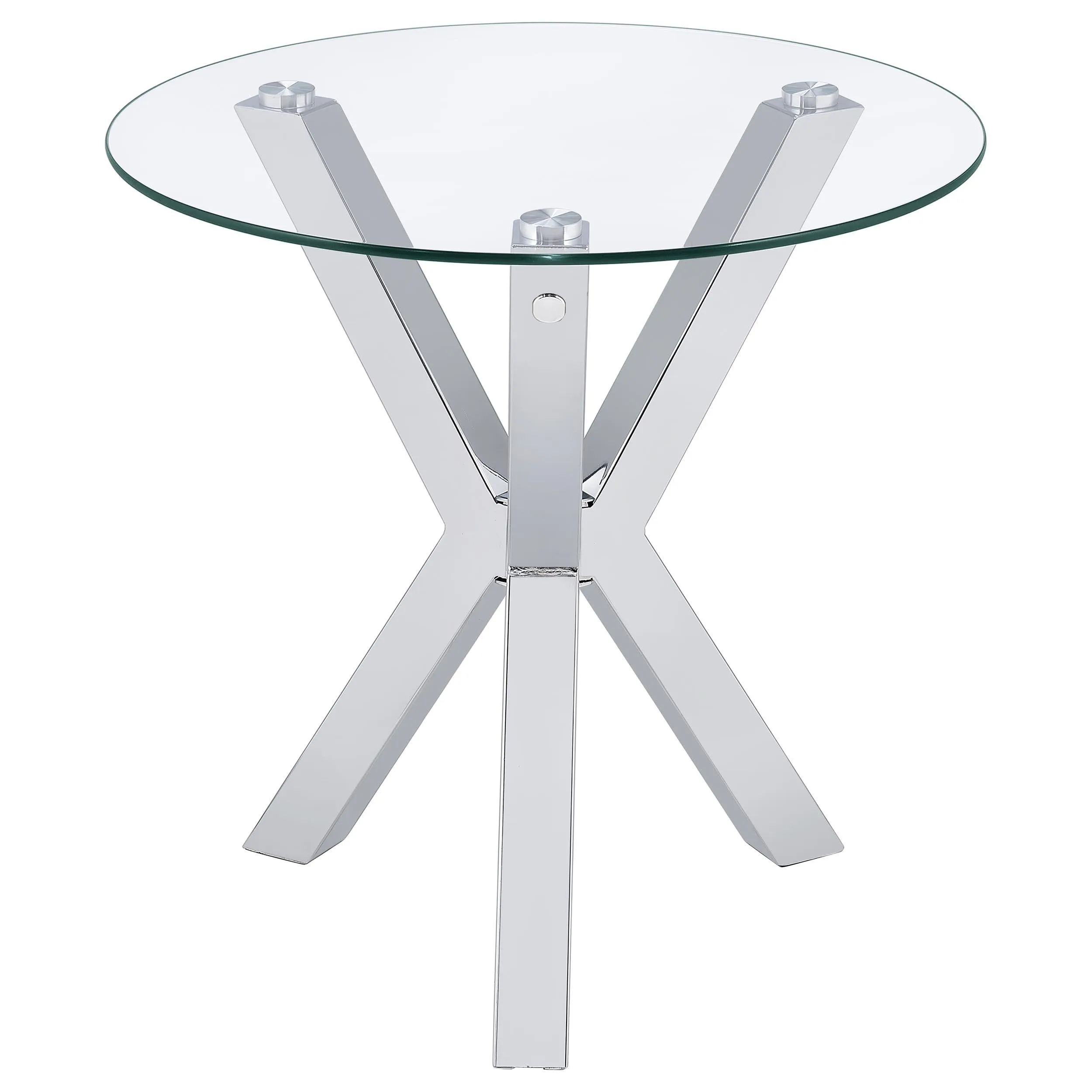 Kenzie Chrome 2-Piece Round Coffee and End Table Set - Image 5