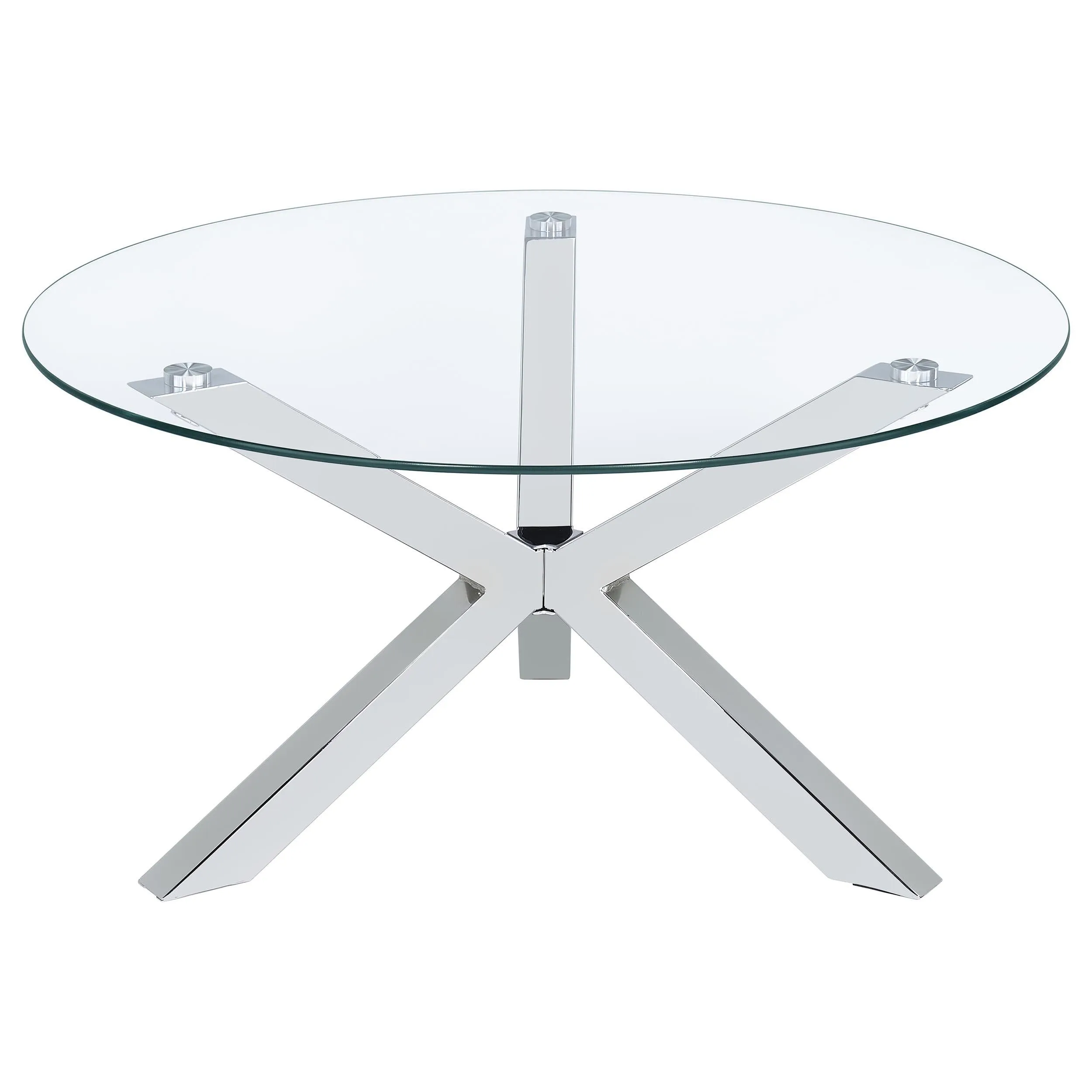 Kenzie Chrome 2-Piece Round Coffee and End Table Set - Image 7
