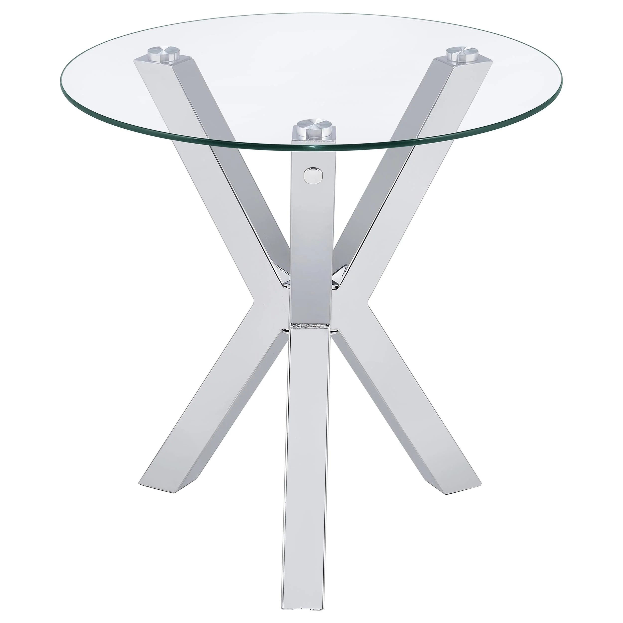 Kenzie Chrome 3-Piece Round Coffee and End Table Set - Image 5