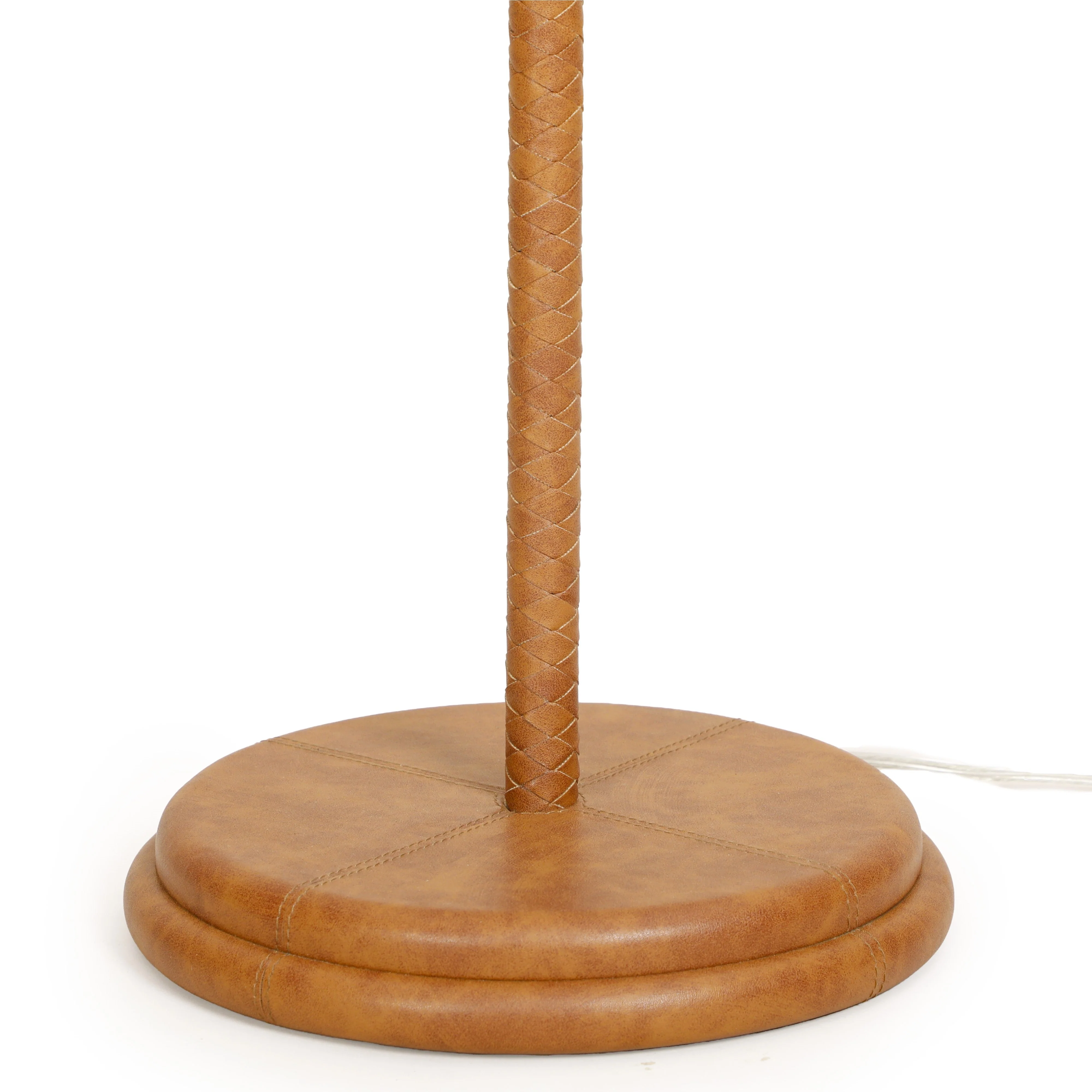 Keria Natural Vegan Leather and Raffia Designer Floor Lamp - Image 6