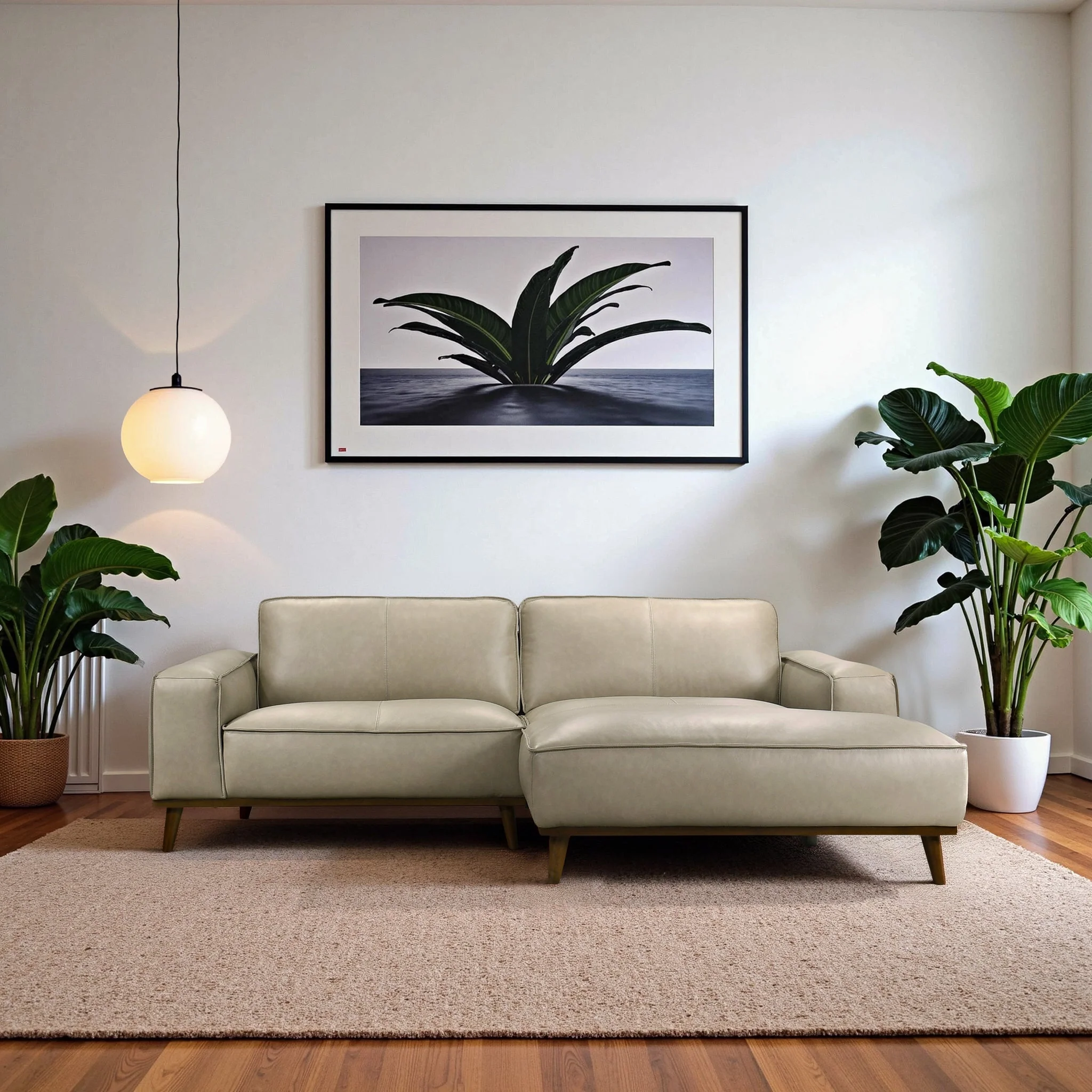 Kerrville Beige Leather Right Sectional Sofa - Image 2