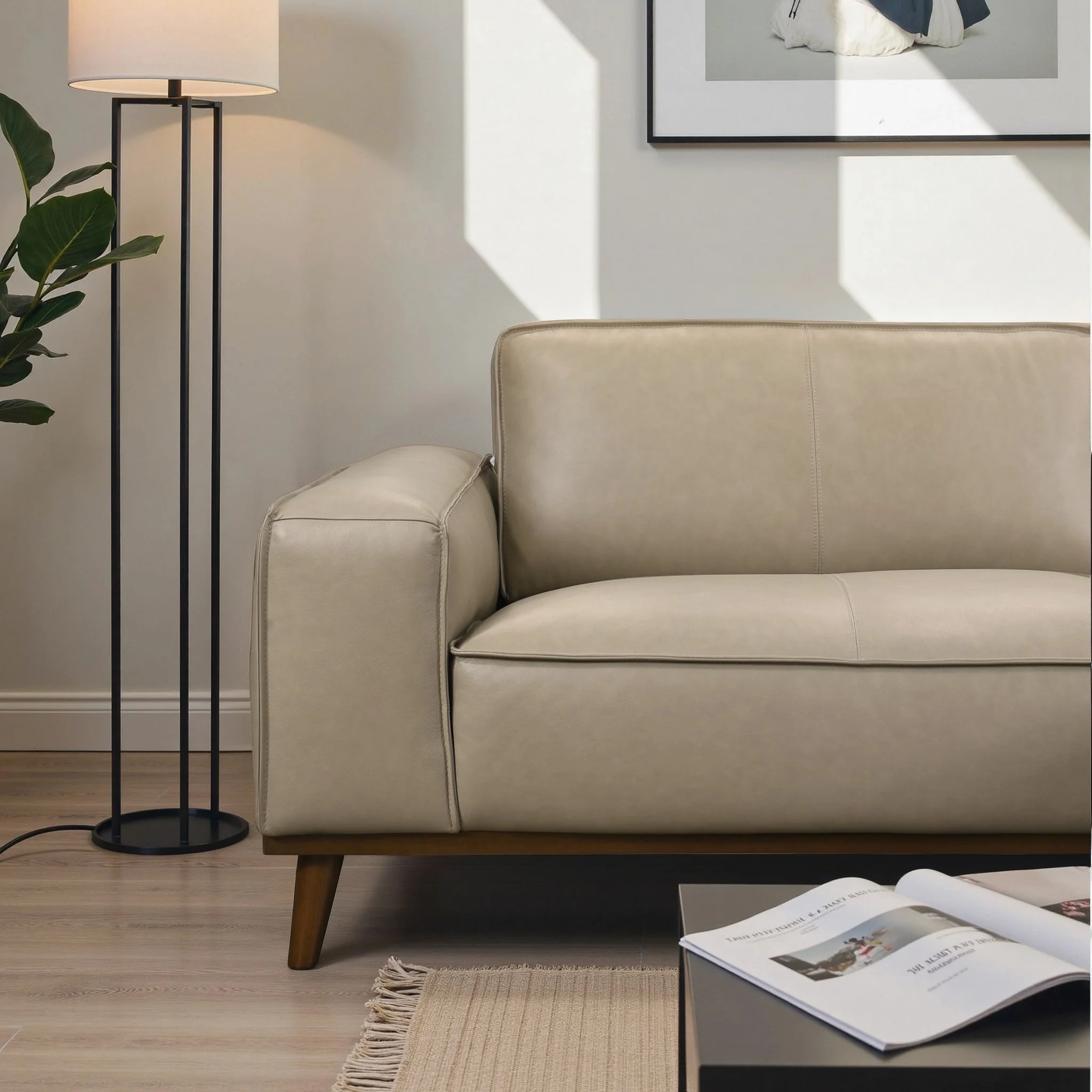 Kerrville Beige Leather Right Sectional Sofa - Image 4