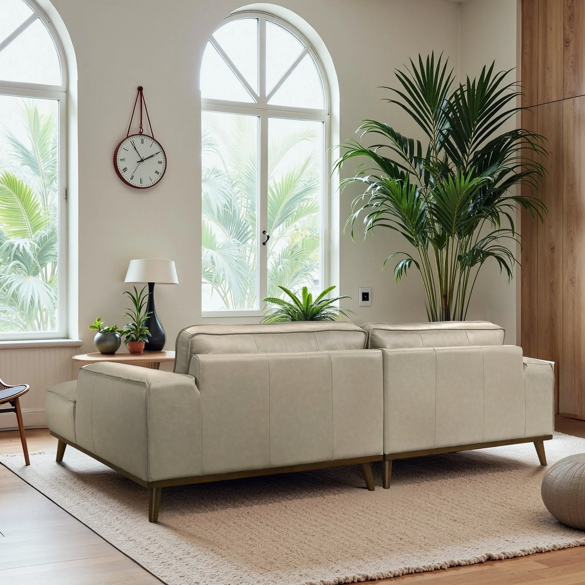 Kerrville Beige Leather Right Sectional Sofa - Image 6
