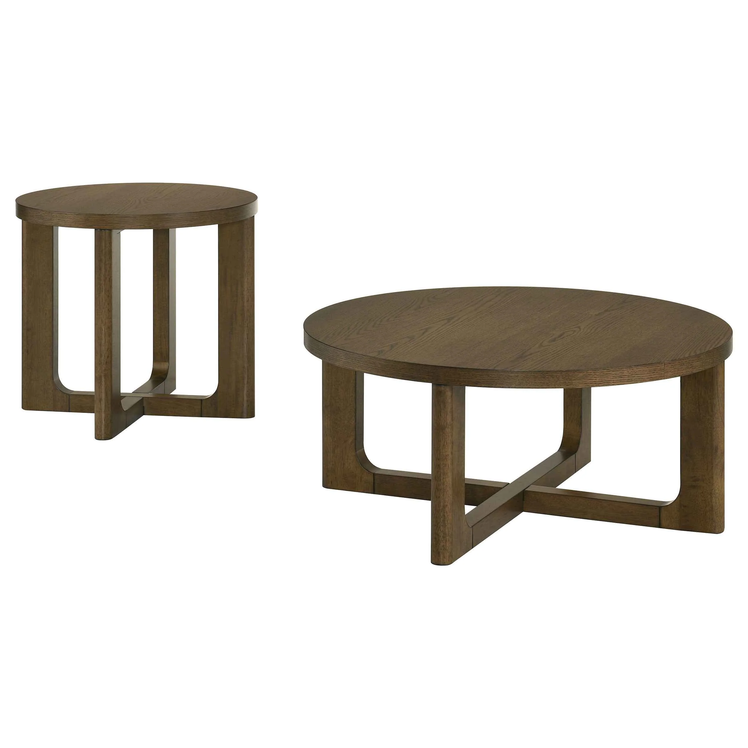 Kessler Brown 2-piece Round Sculptural Wood Coffee Table Set - Image 2