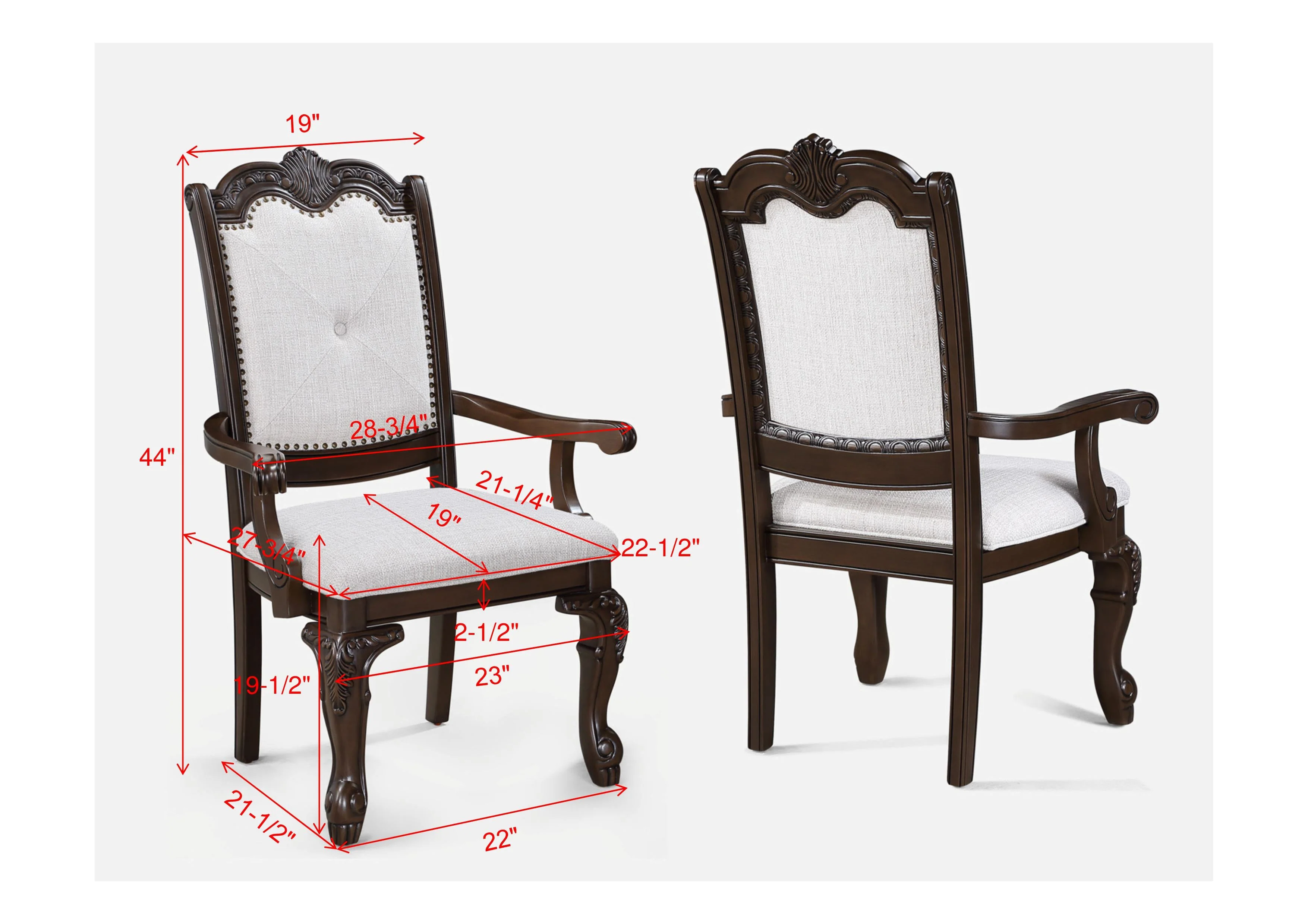 Kiera Coffee Brown and Beige Arm Chair, Set of 2 - Image 2