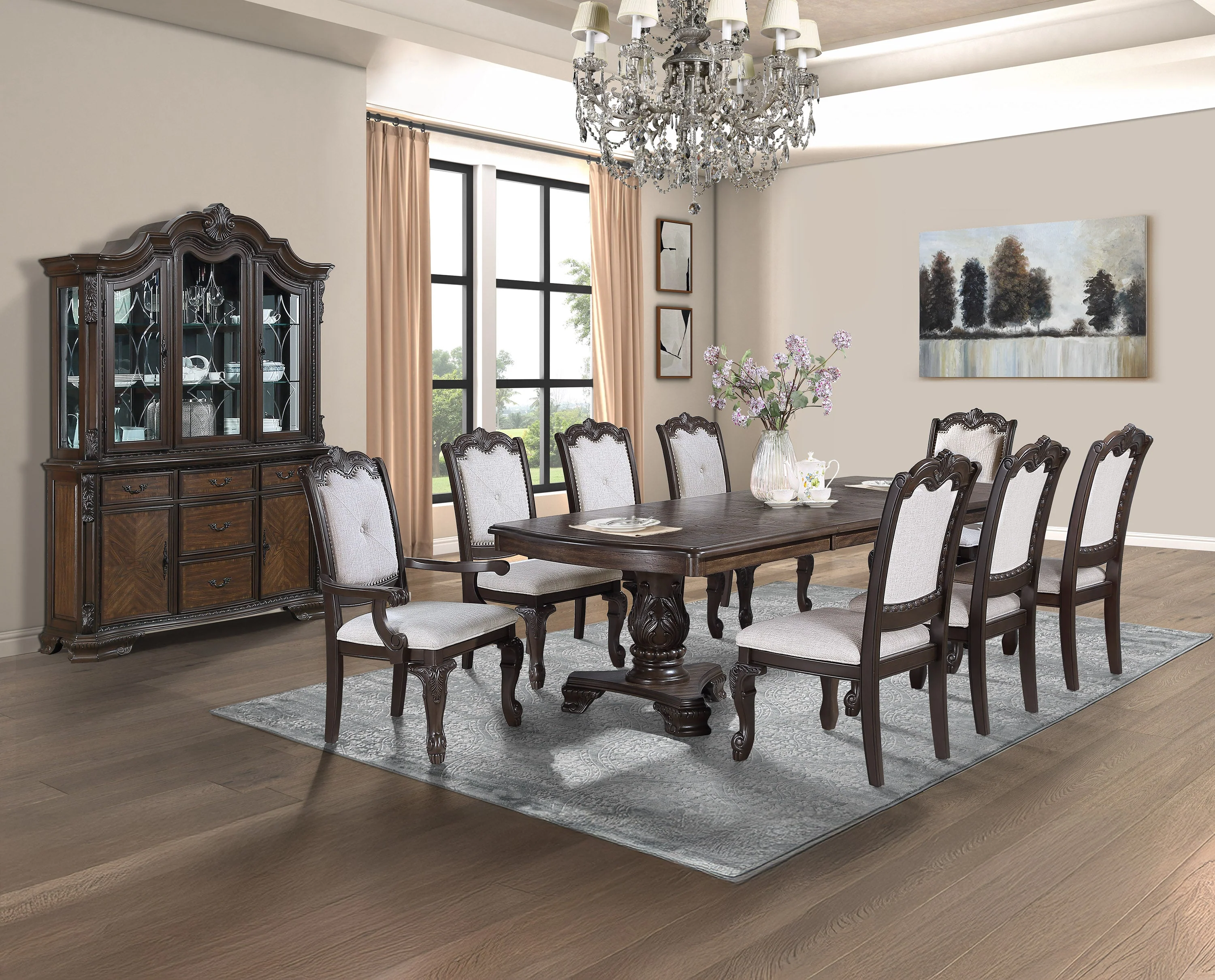 Kiera Coffee Brown Formal Extendable Dining Table - Image 3