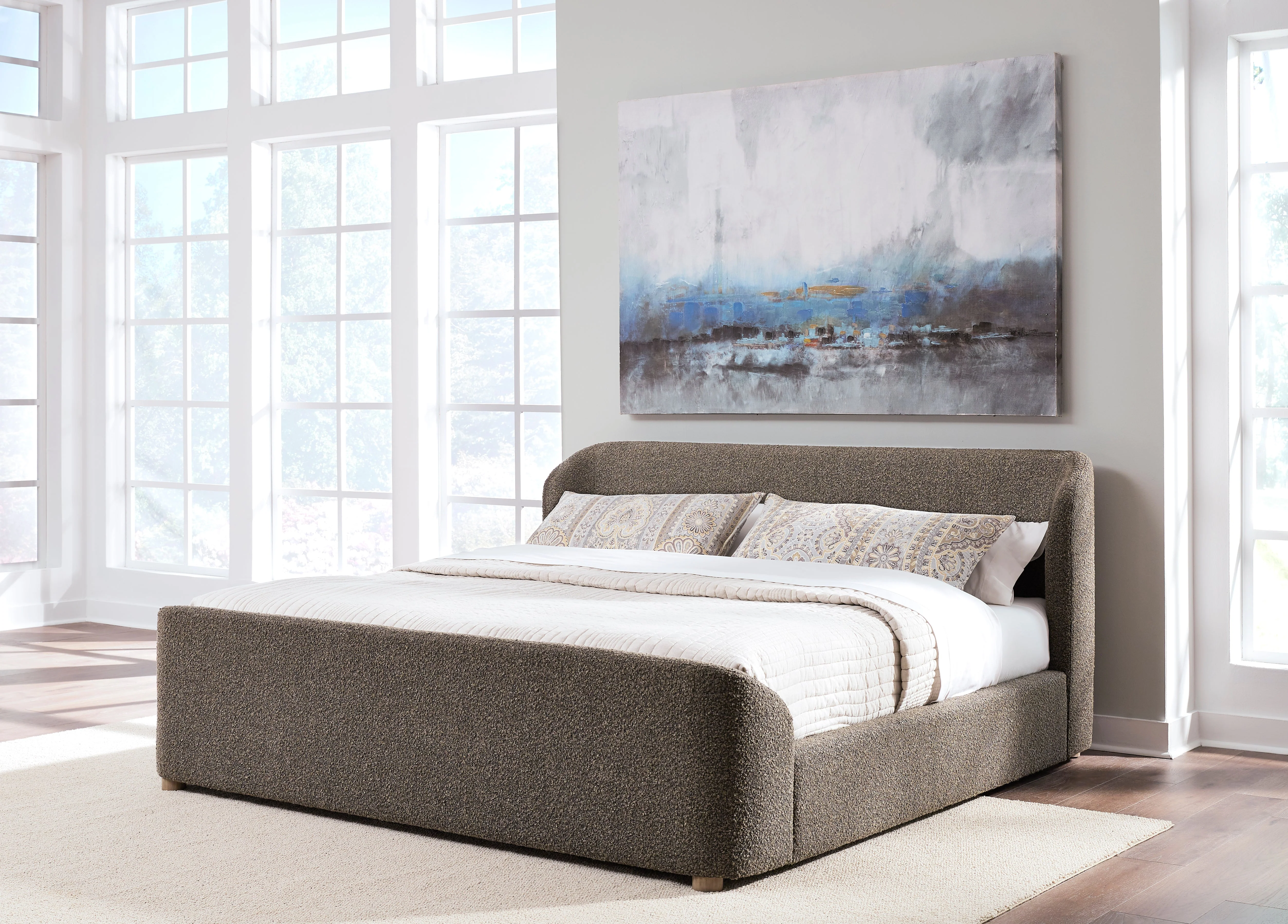 Kiki Upholstered Eastern King Platform Bed in Pumpernickel Boucle - Image 3