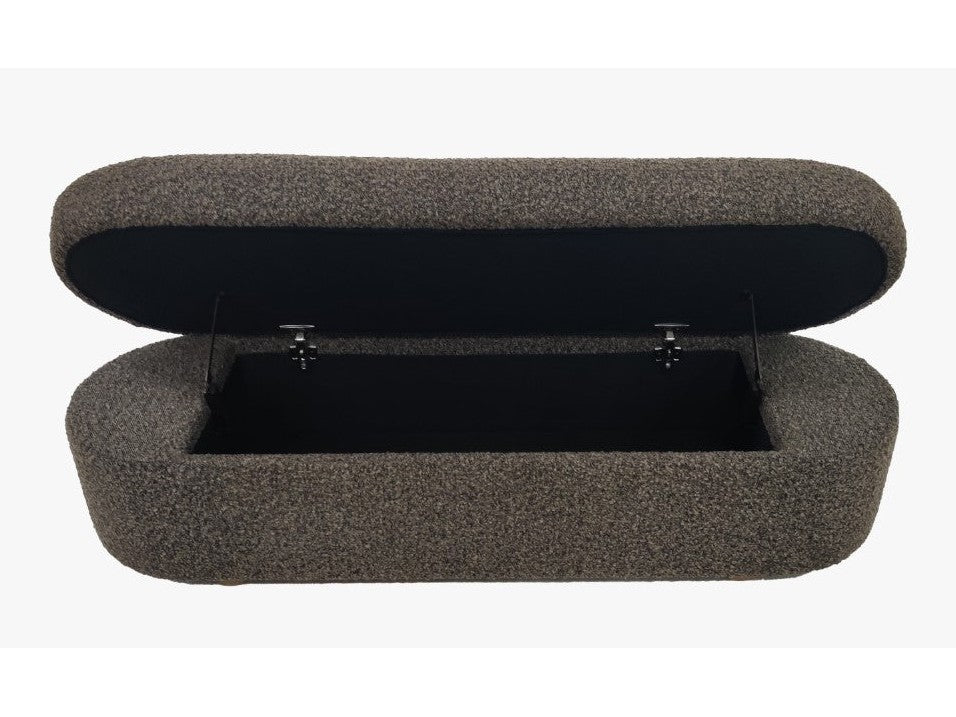 Kiki Upholstered Hinged Storage Bench in Pumpernickel Boucle