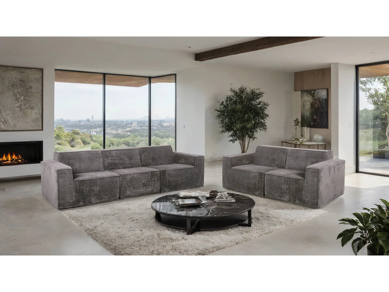 Kimara Dark Gray Sofa & Loveseat