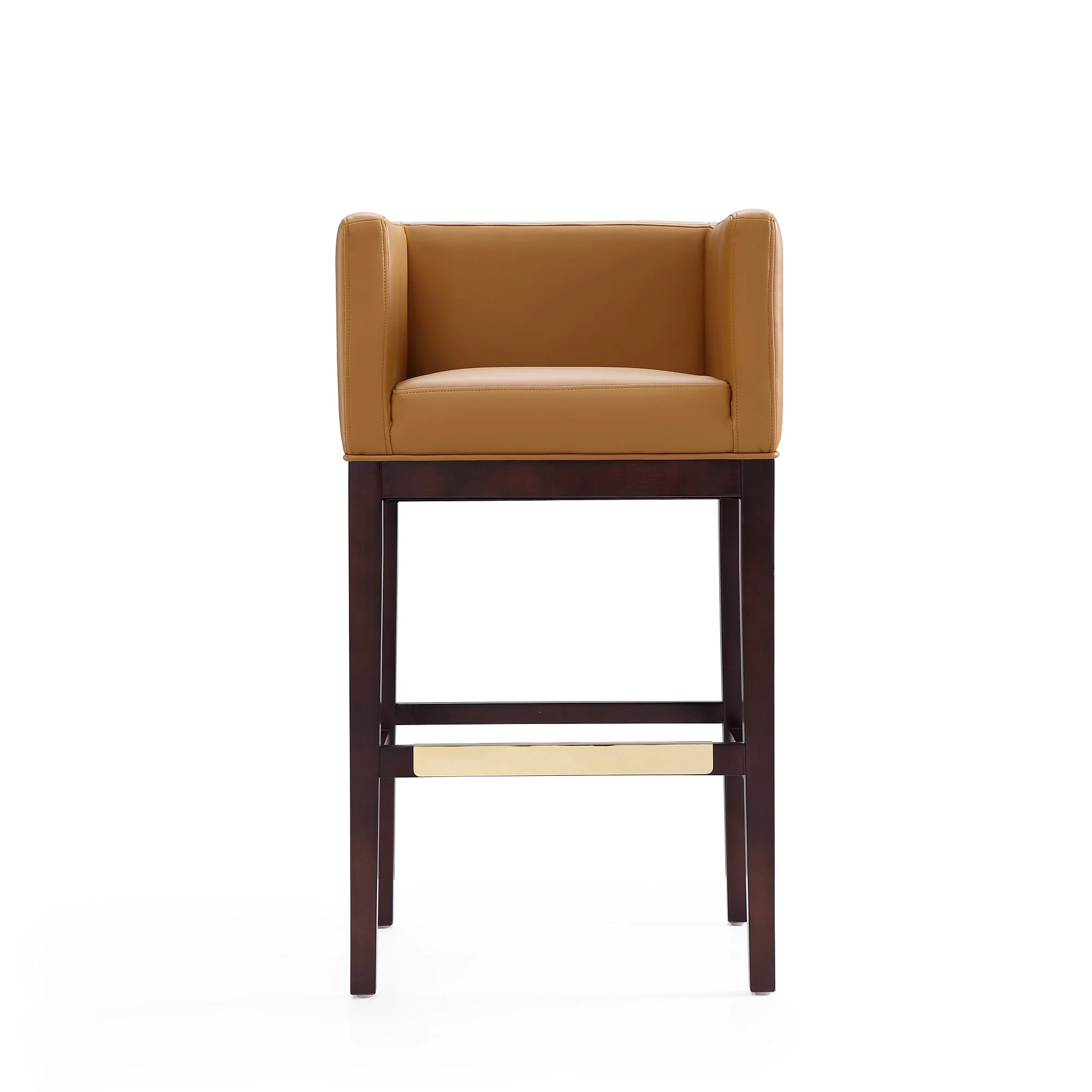 Kingsley Barstool in Camel and Dark Walnut (set of 2) - Image 4