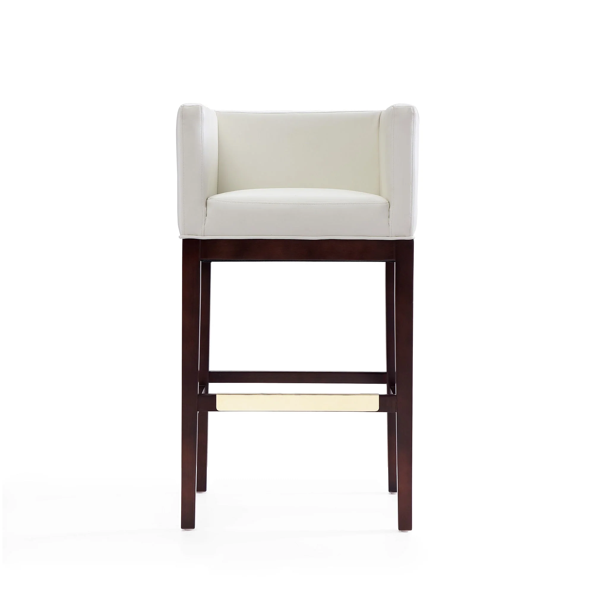 Kingsley Barstool in Ivory and Dark Walnut (set of 3) - Image 4