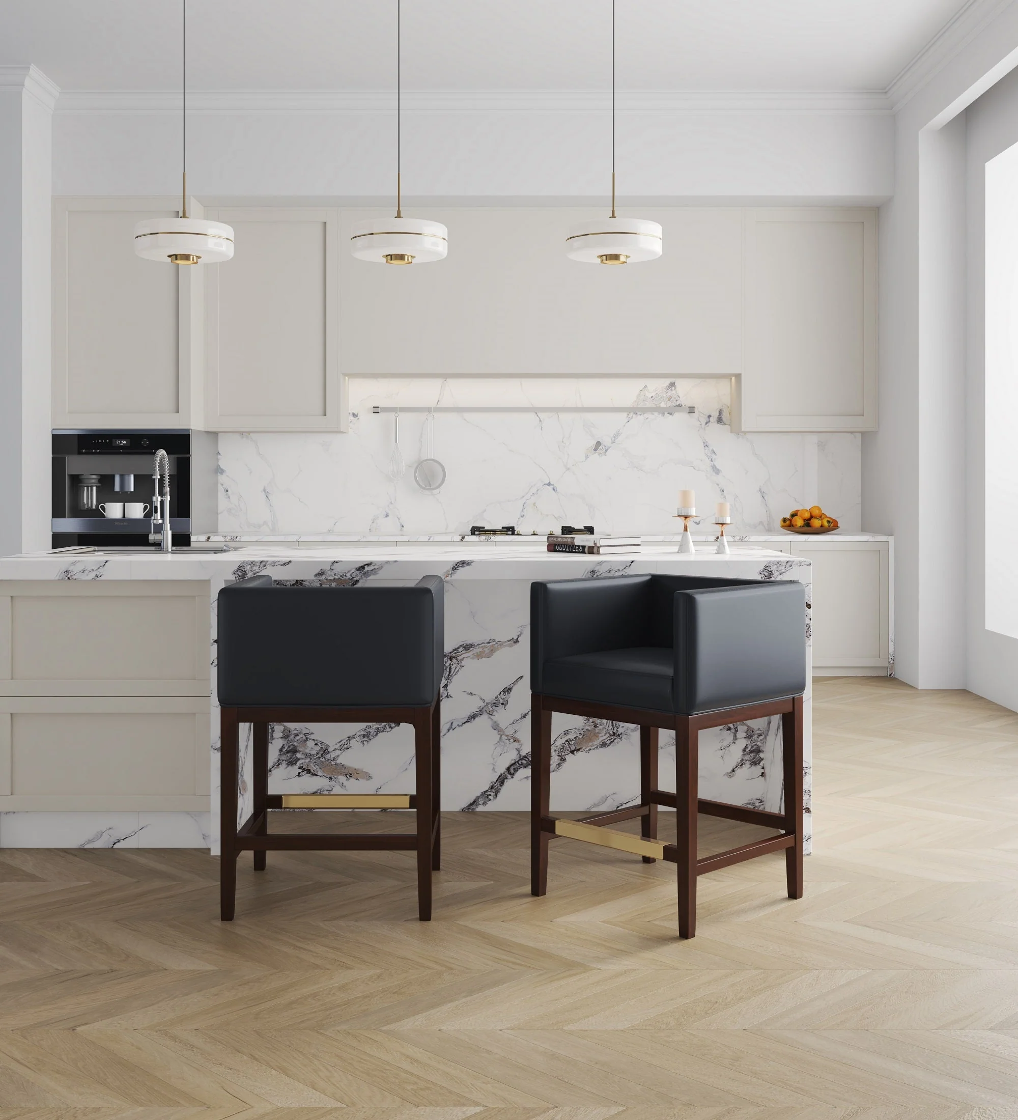 Kingsley Counter Stool in Black and Dark Walnut - Image 8