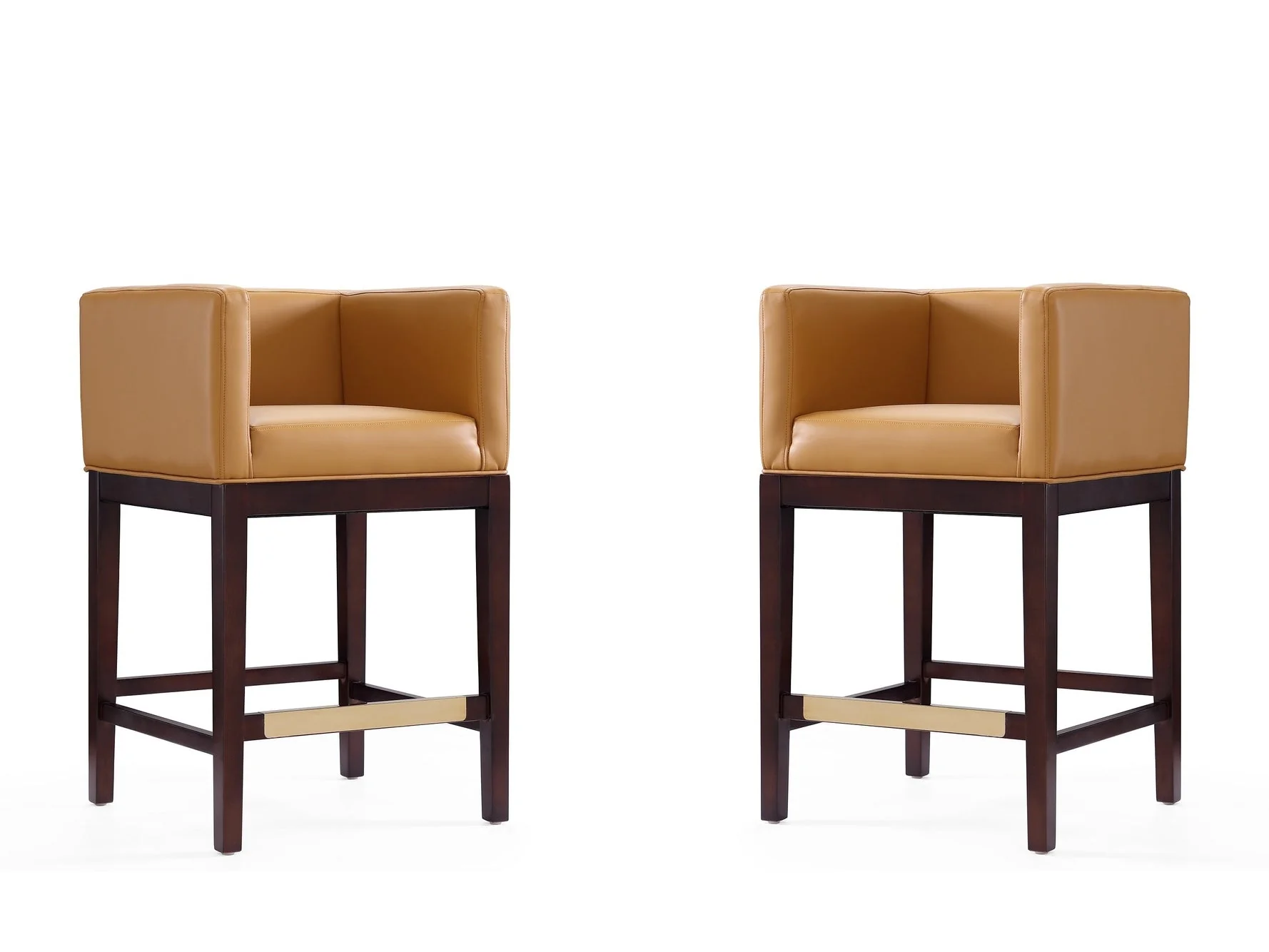 Kingsley Counter Stool in Camel and Dark Walnut (set of 2)
