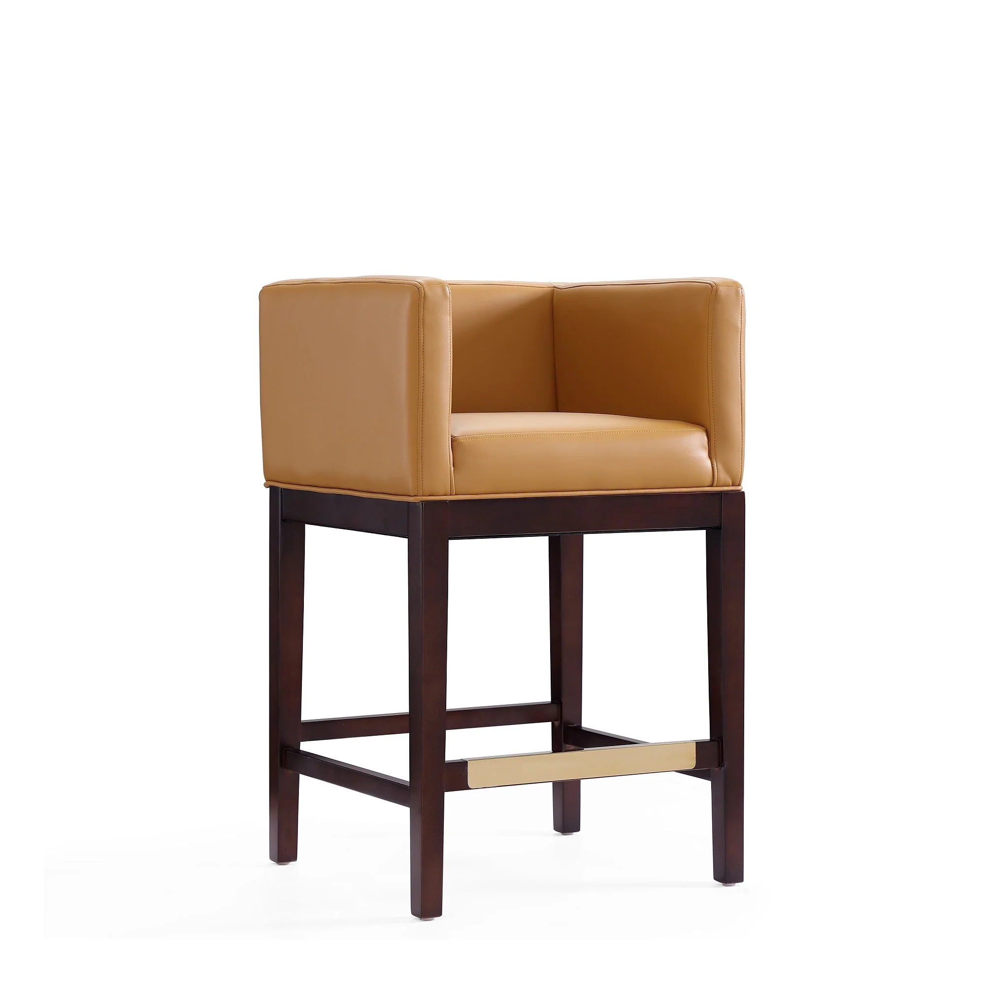 Kingsley Counter Stool in Camel and Dark Walnut (set of 2) - Image 4