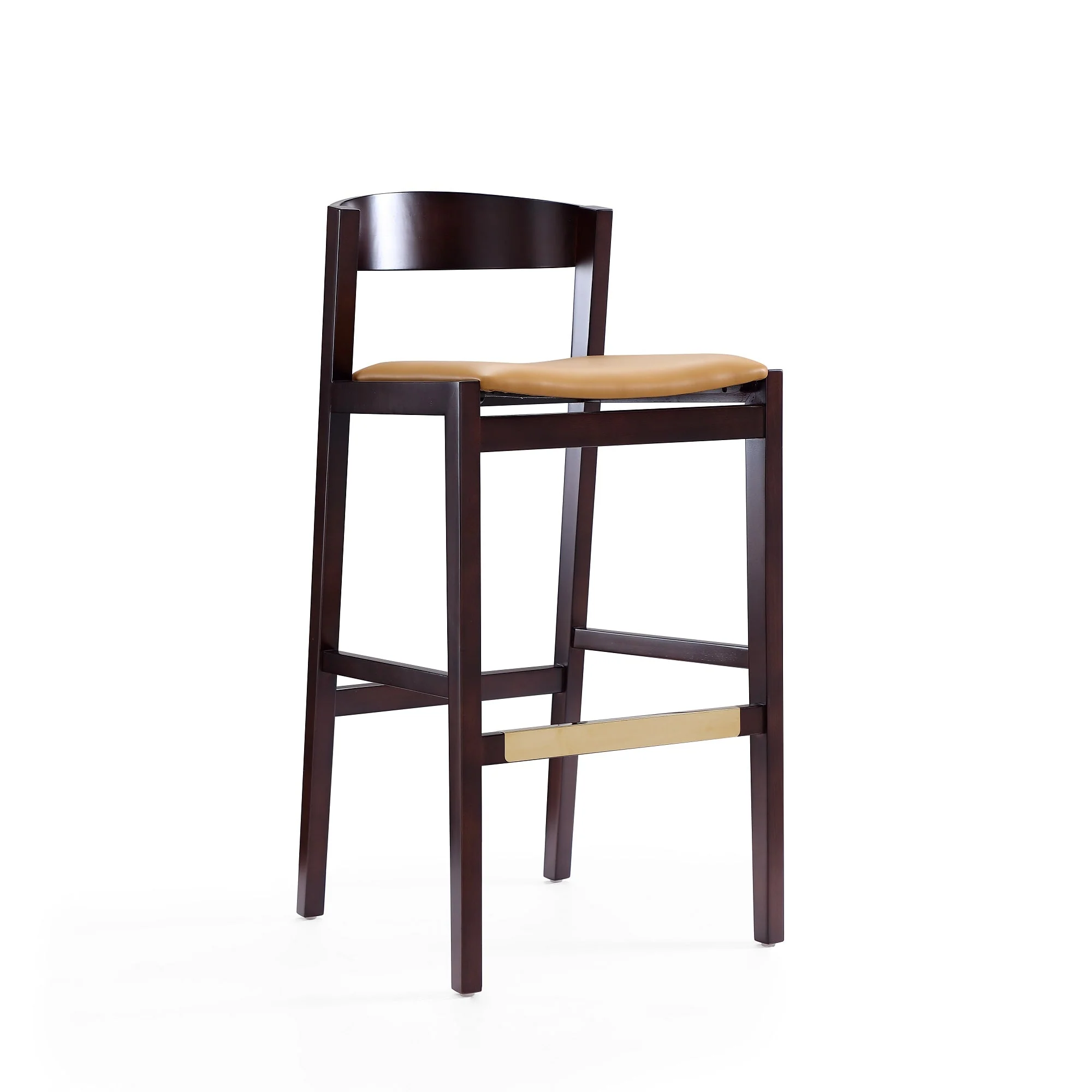 Klismos Barstool in Camel and Dark Walnut (set of 2) - Image 3