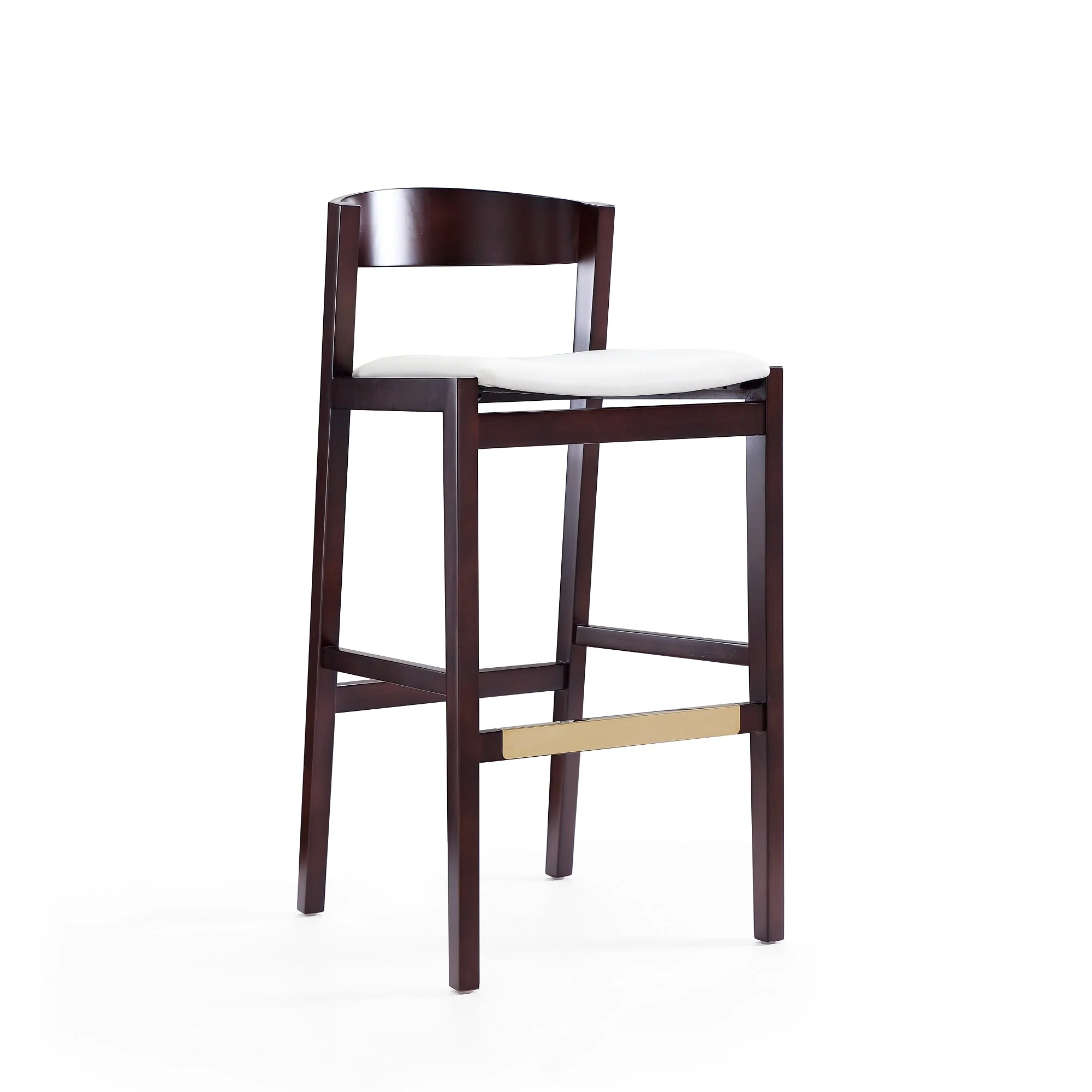 Klismos Barstool in Ivory and Dark Walnut (set of 2) - Image 3
