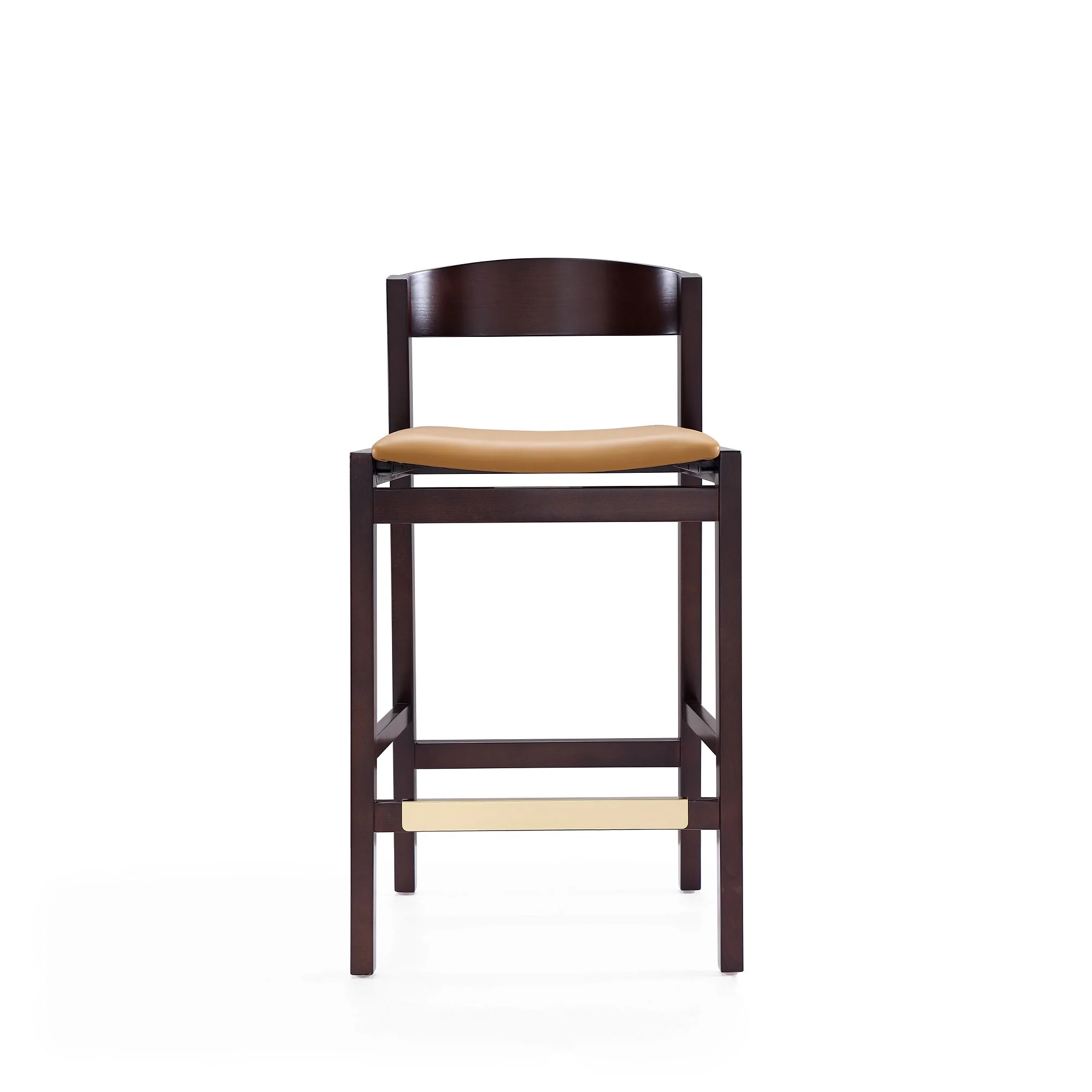 Klismos Counter Stool in Camel and Dark Walnut - Image 3